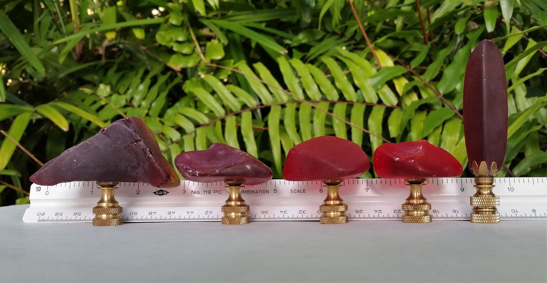 Cherry or Deep Red Lamp Finial, Sea Glass