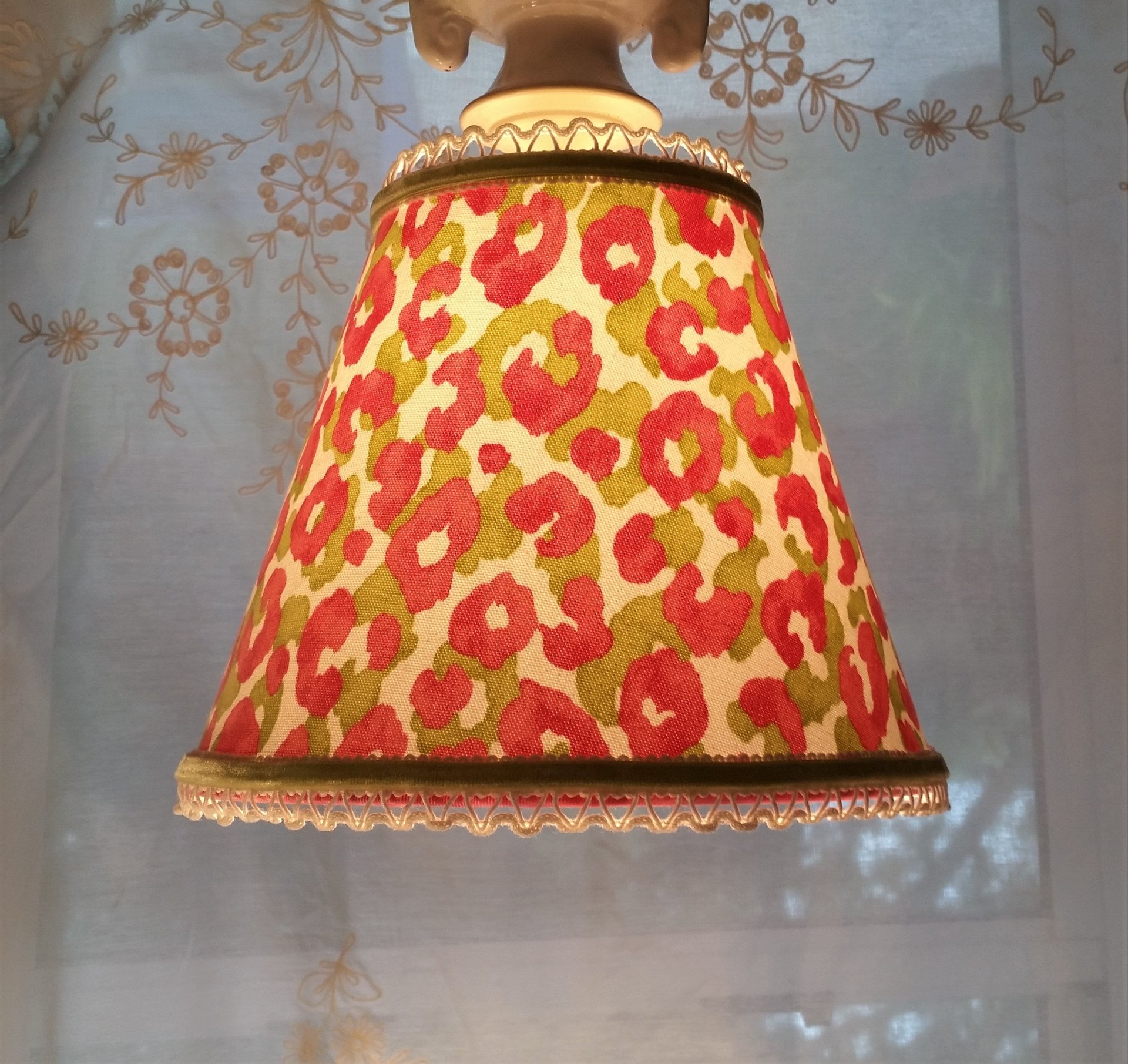 Bridge Lampshade, Red, White, Green Lamp Shade