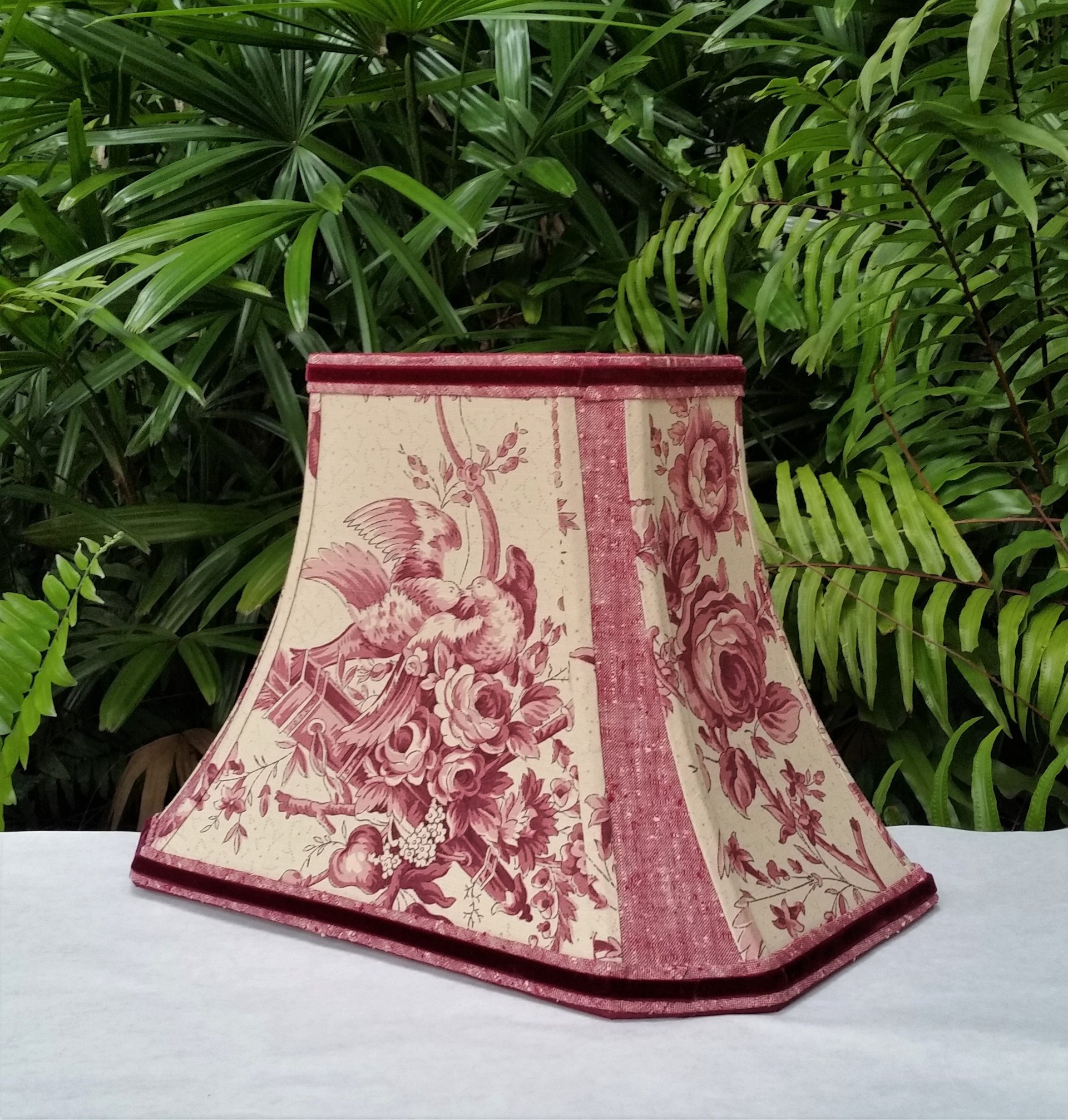 Schumacher Toile Fabric Lampshade, Red Brown