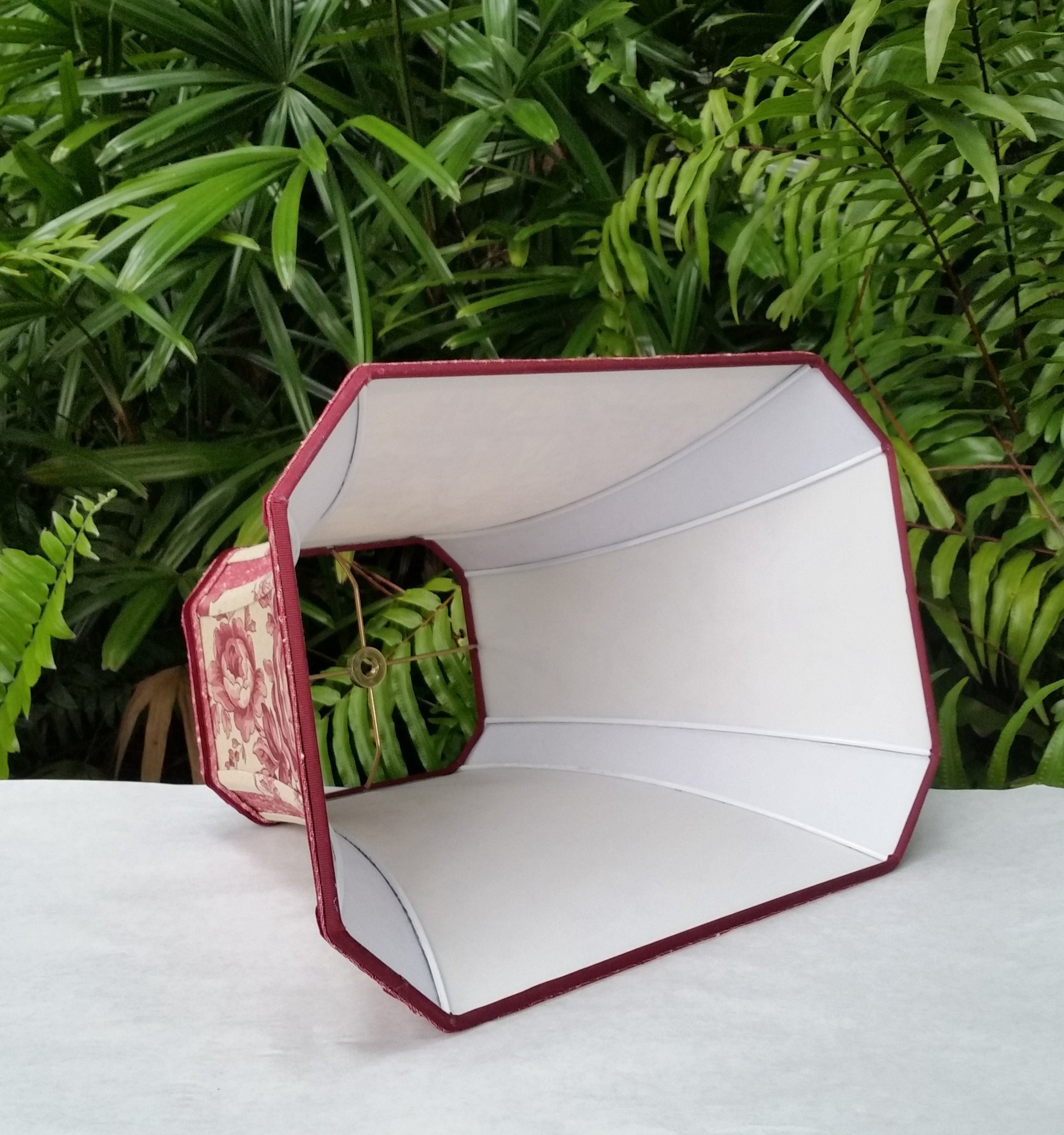 Schumacher Toile Fabric Lampshade, Red Brown