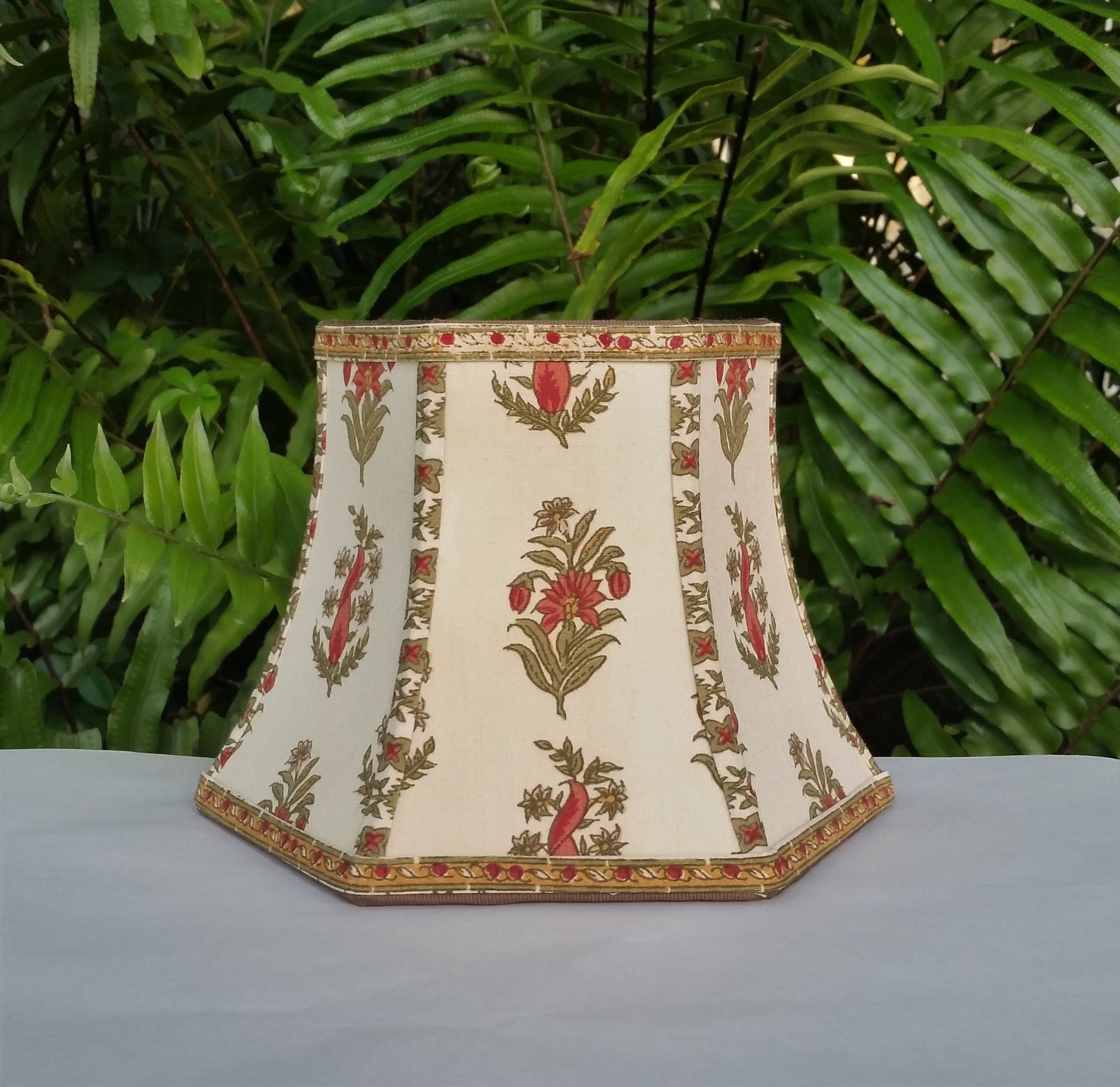 Floral Fabric Small Lampshade, Vintage Jofa Fabric Clip On Hex Bell