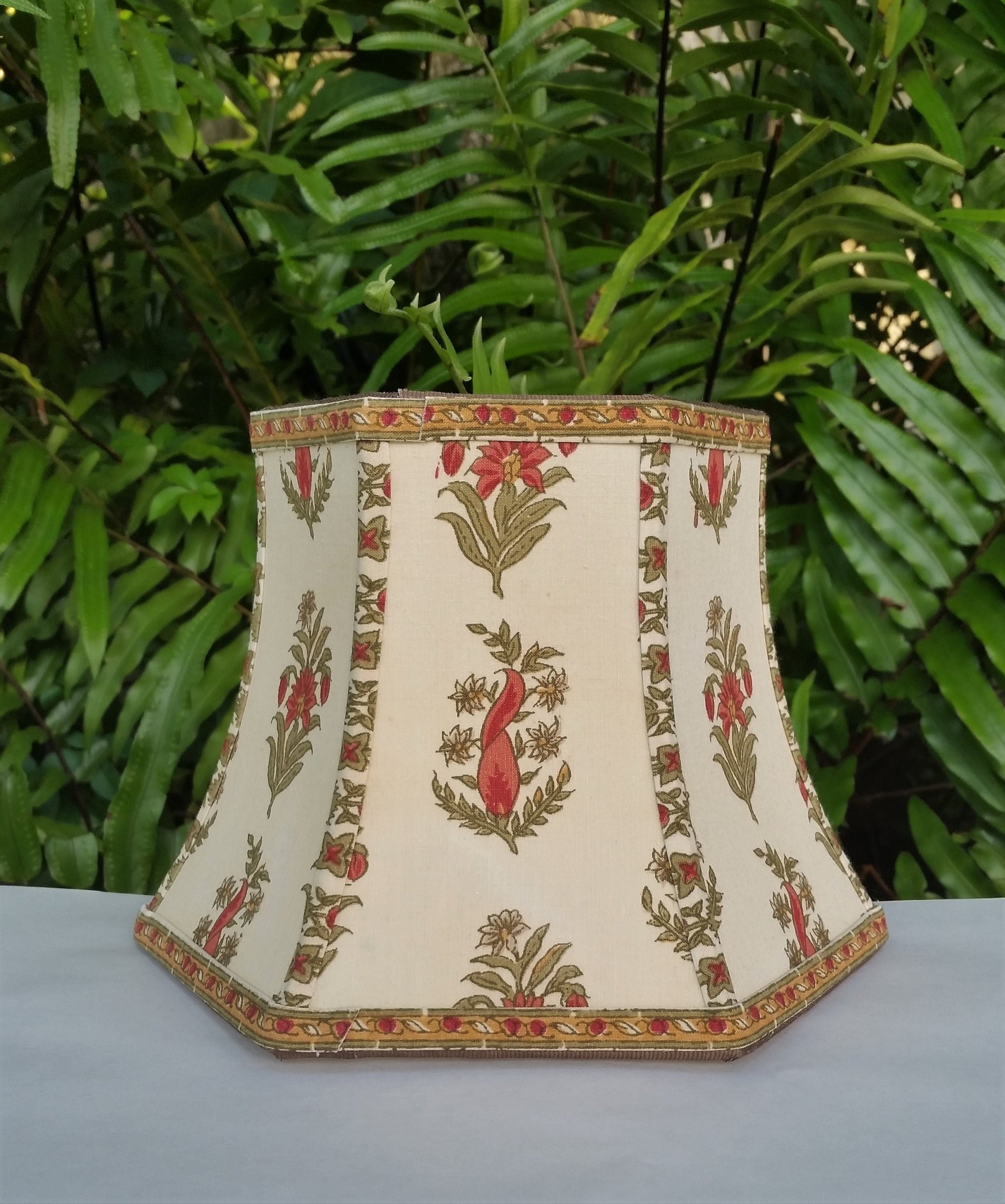 Floral Fabric Small Lampshade, Vintage Jofa Fabric Clip On Hex Bell