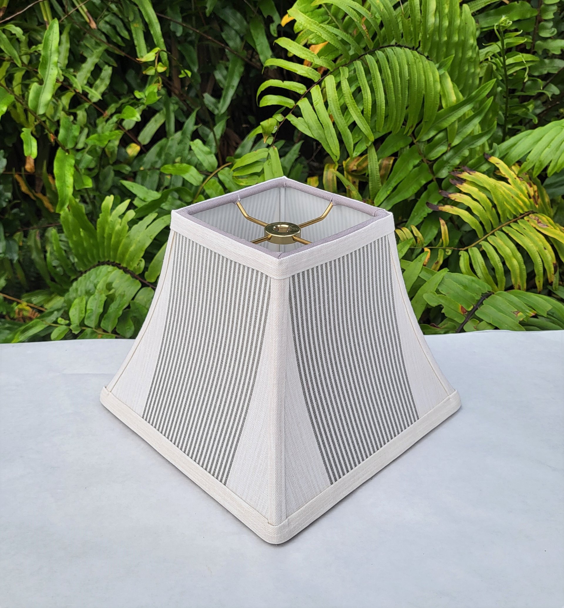 Gray White Square Bell Frame Lampshade Table Lamp
