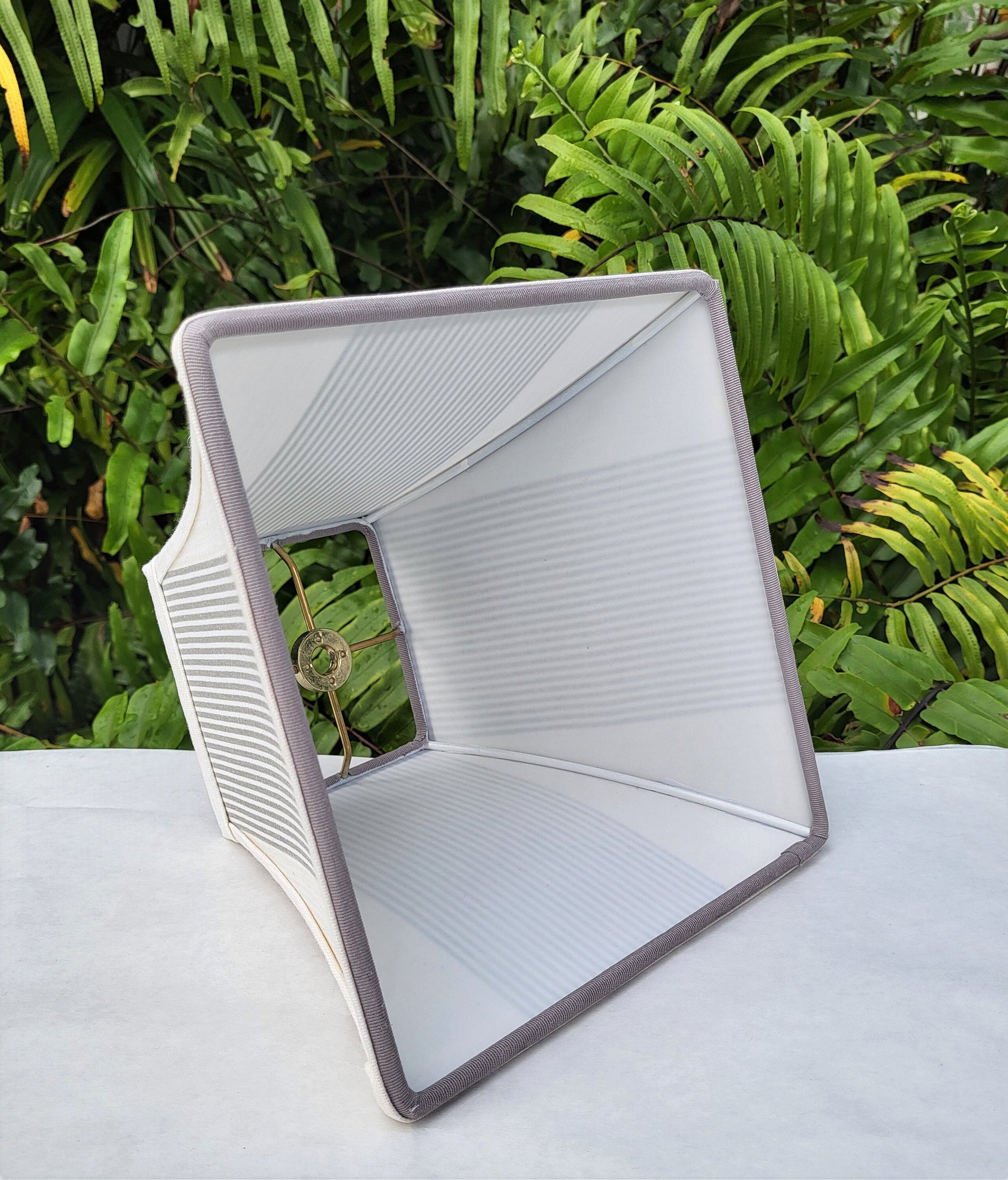 Gray White Square Bell Frame Lampshade Table Lamp