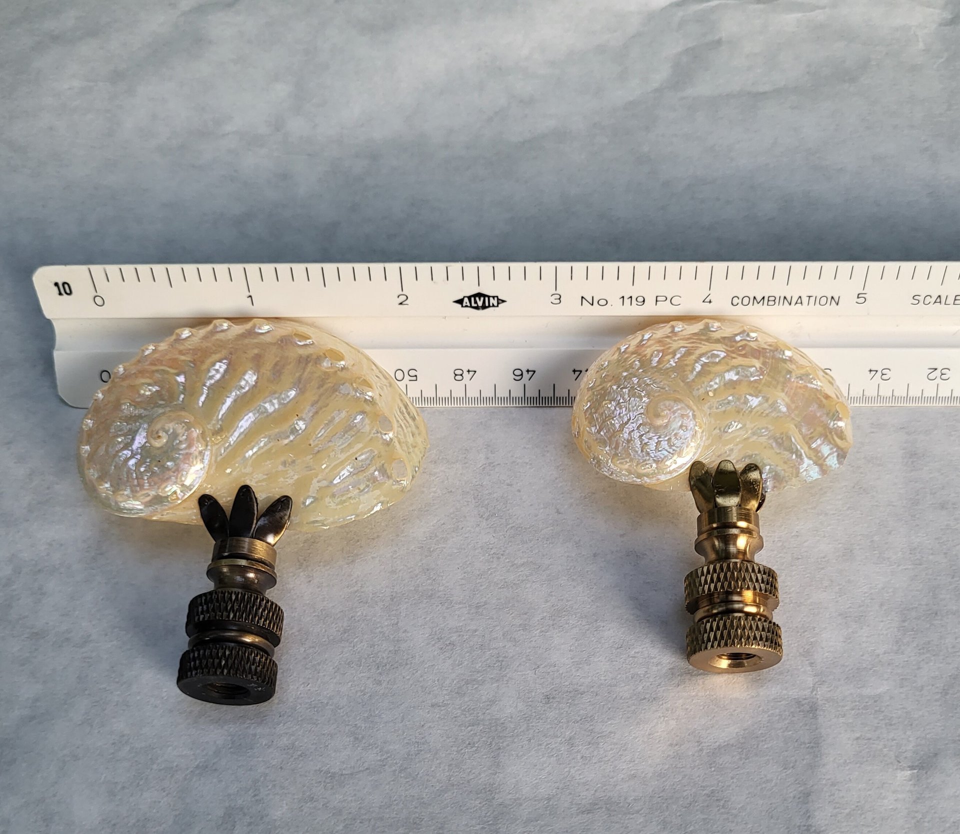 Sea Shell Lamp Finial, Peachy Pink Pearl, Two Sizes