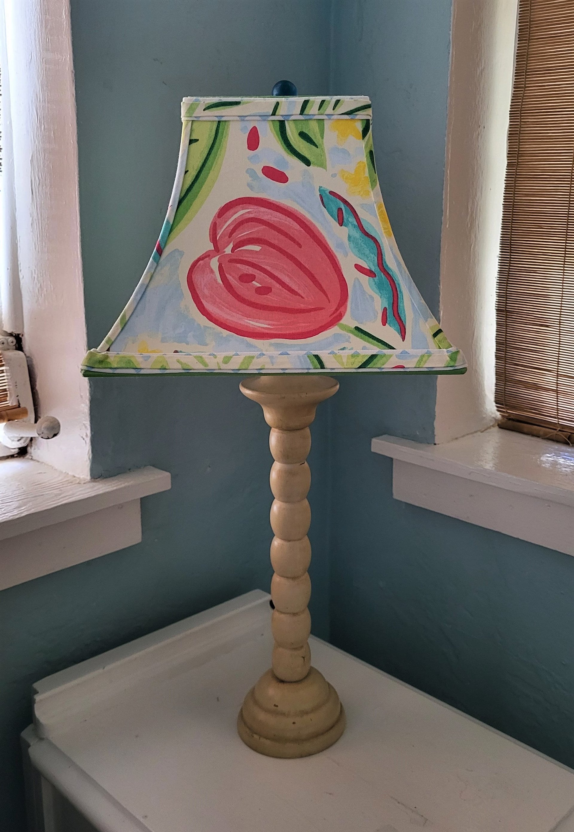 Tropical Table Lamp Shade, Floral Lampshade, Duralee Fabric