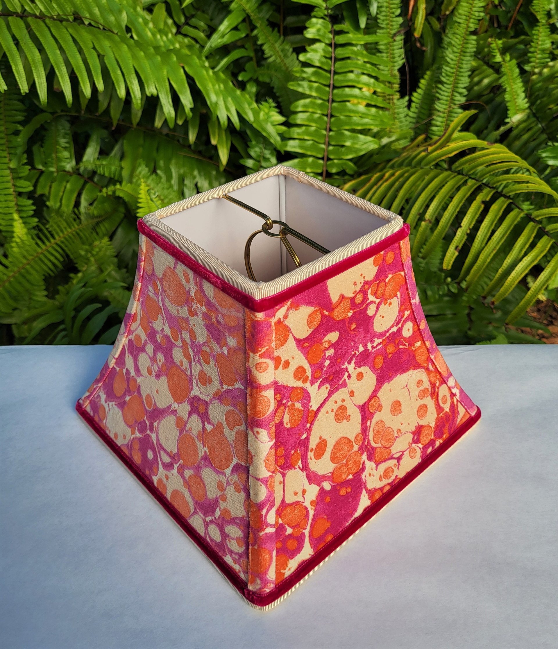 Marbled Pattern Fabric Lampshade Velvety Cotton, Clip On