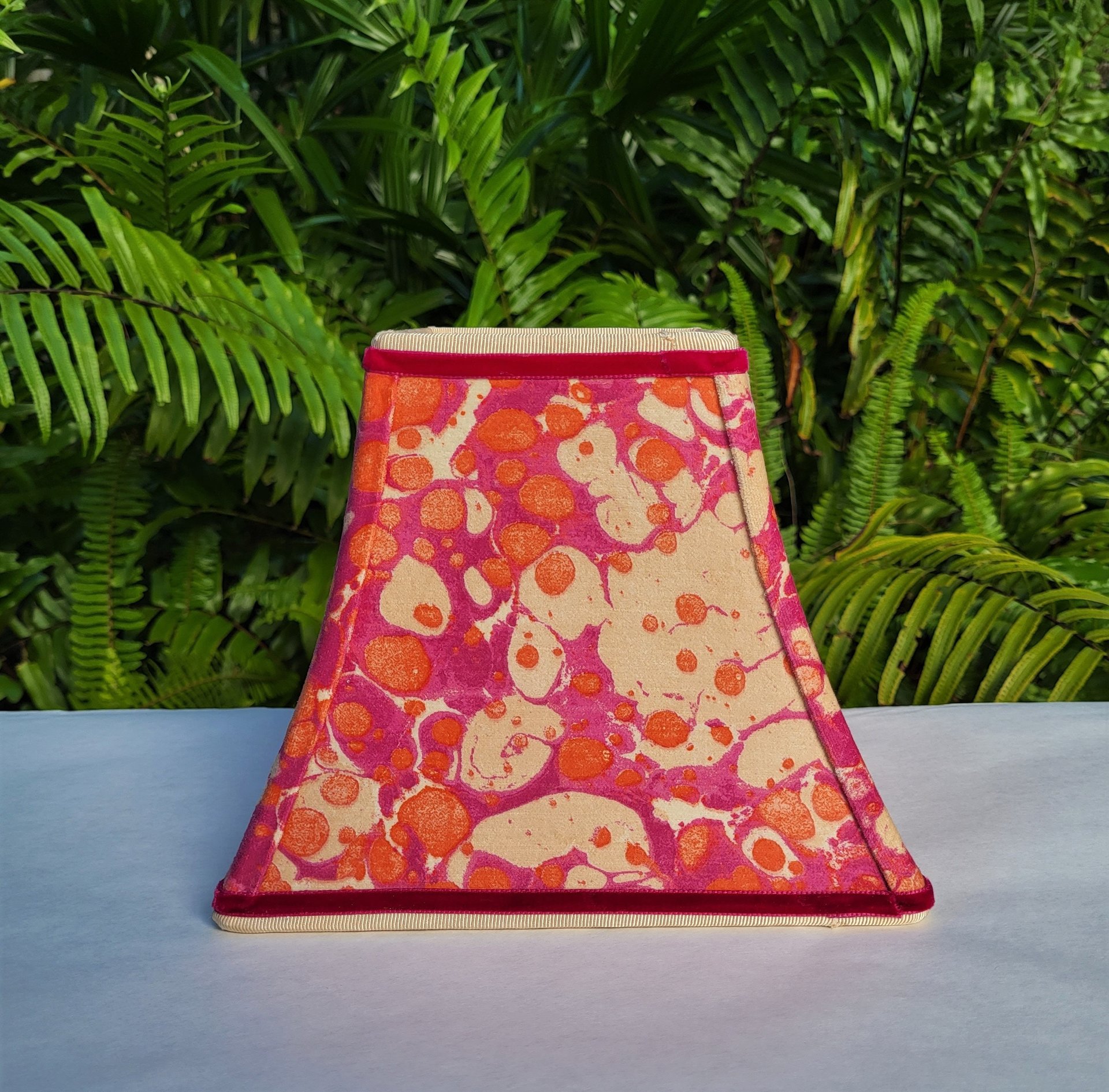 Marbled Pattern Fabric Lampshade Velvety Cotton, Clip On