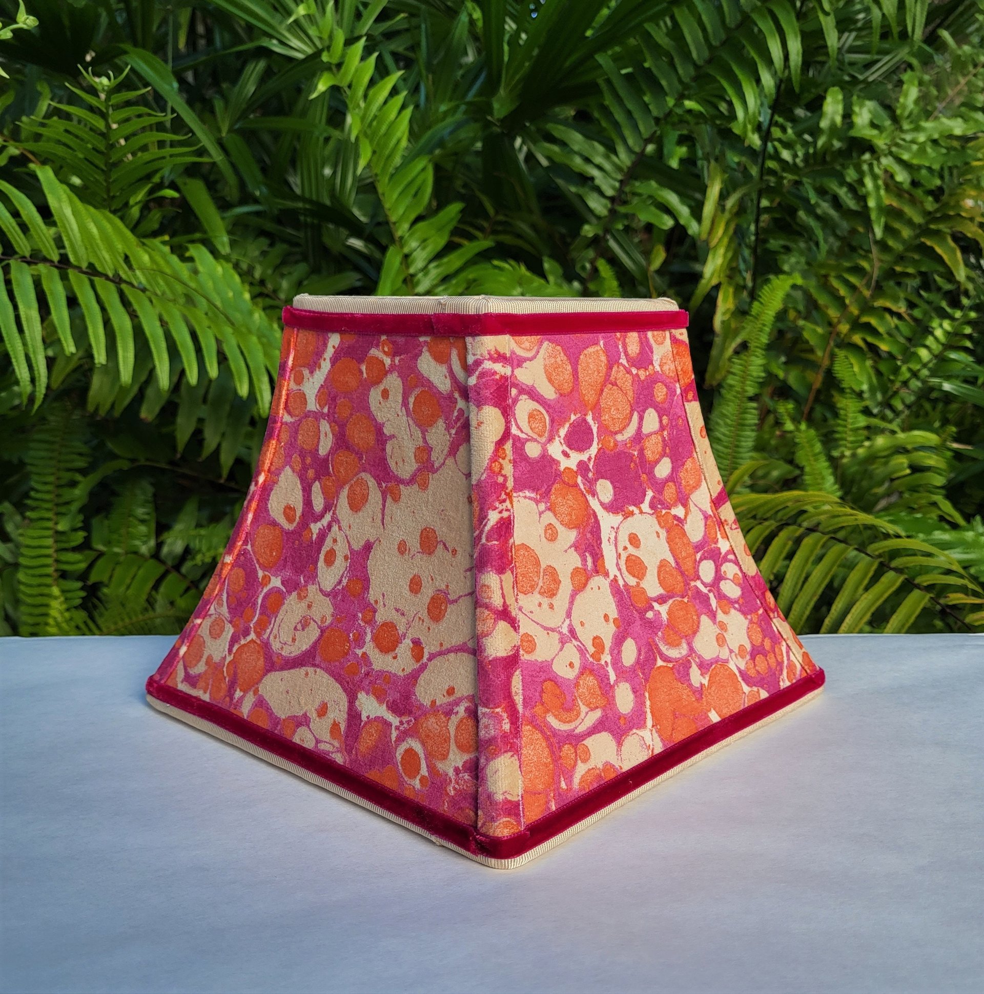 Marbled Pattern Fabric Lampshade Velvety Cotton, Clip On