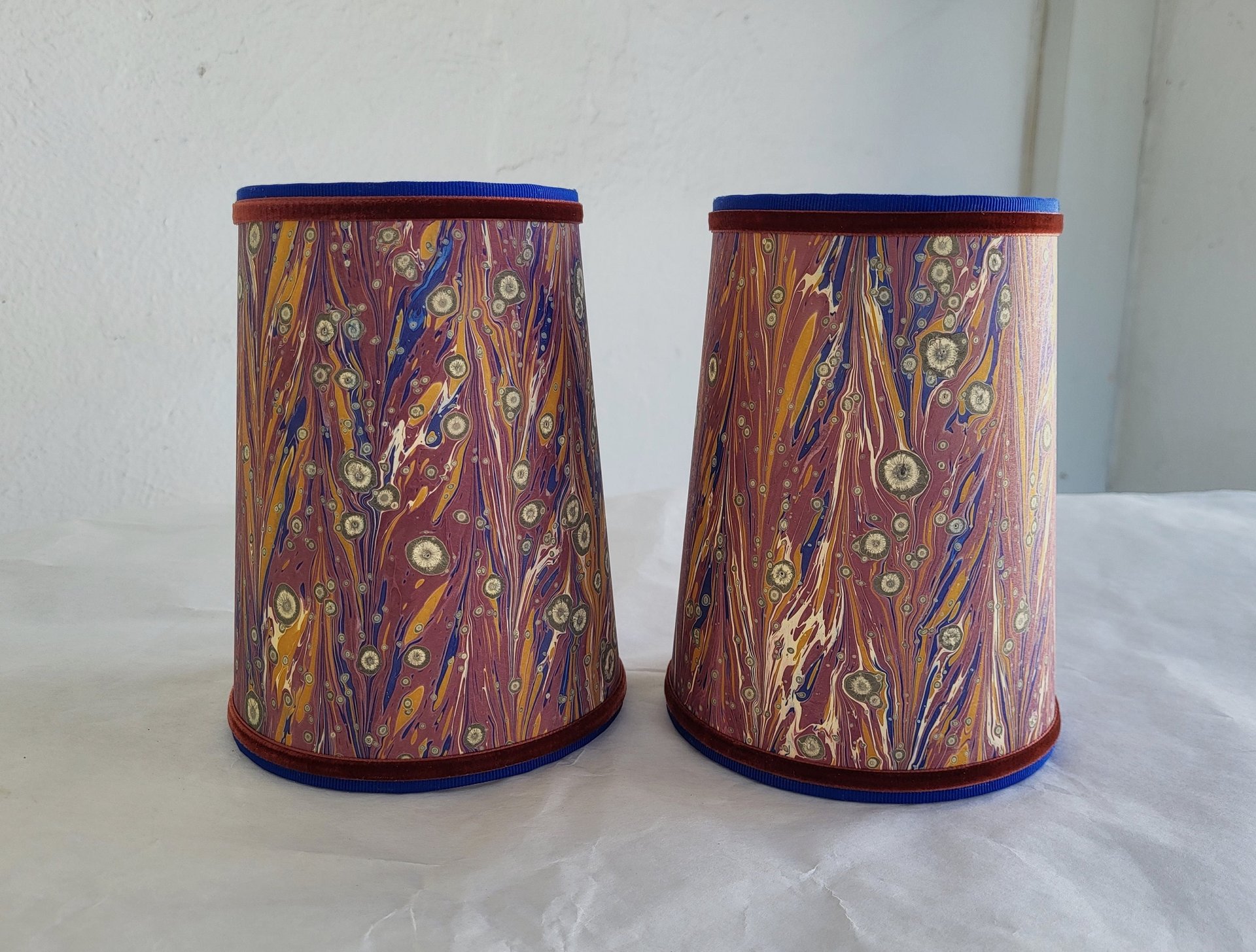 Pair Marbled Paper Sconce Lampshades Set of Two