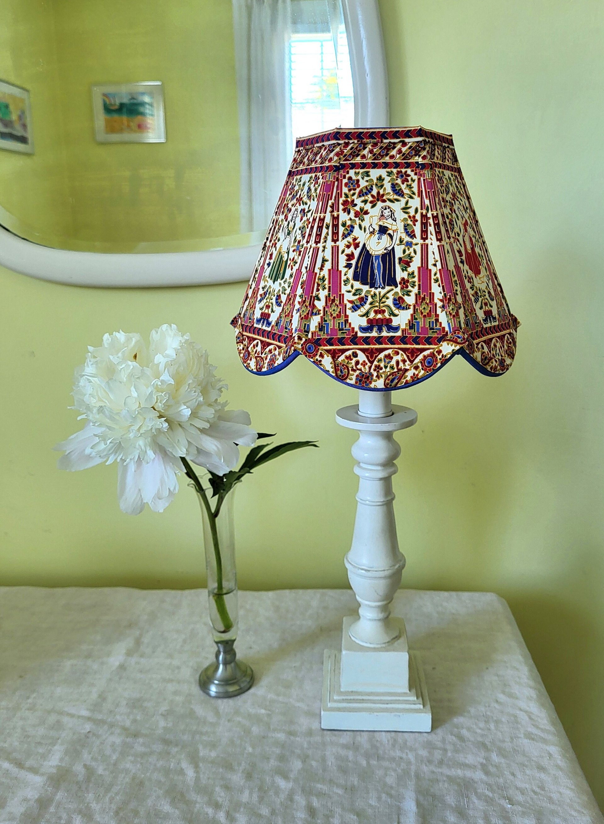 Small Floral Table Lampshade, Clip On Lamp Shade