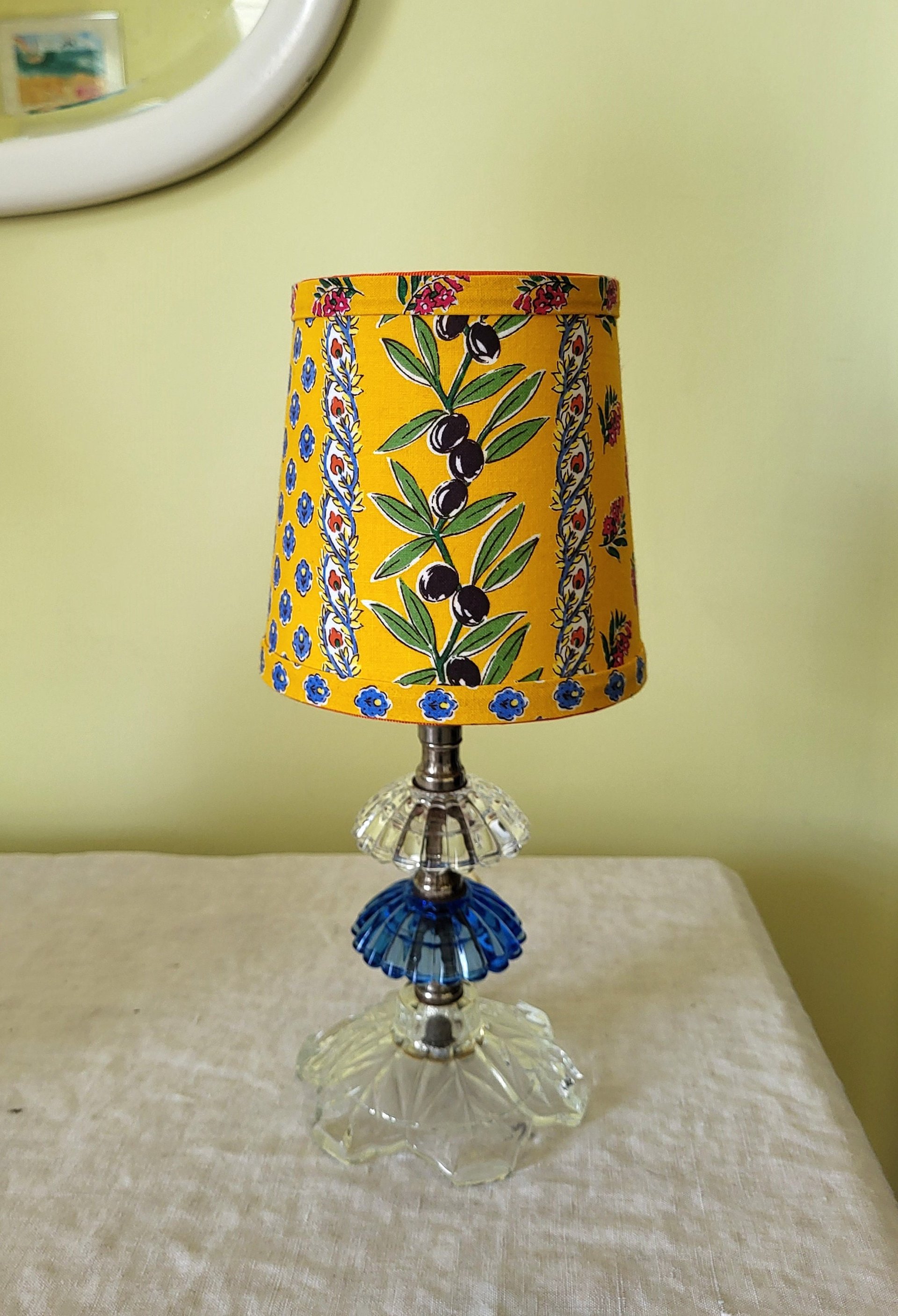 Pair of Small French Country Lamp Shades, Sconce or Chandelier, Bright Yellow Lampshade