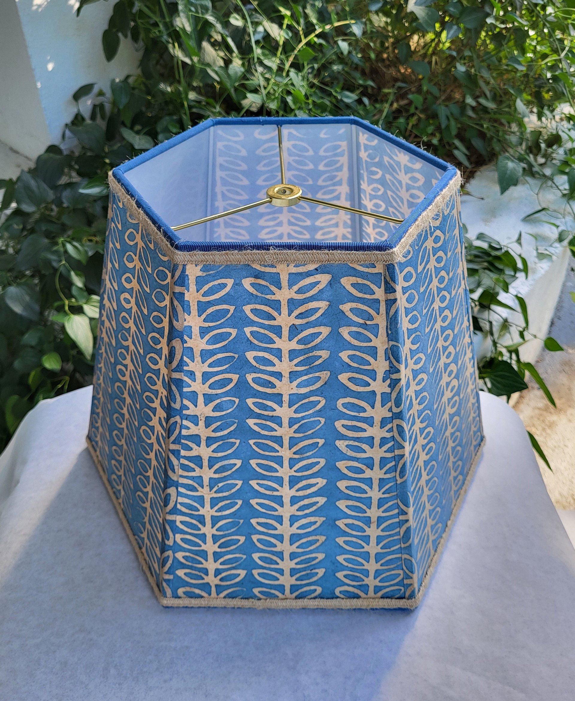 Batik Paper Lampshade Blue Beige