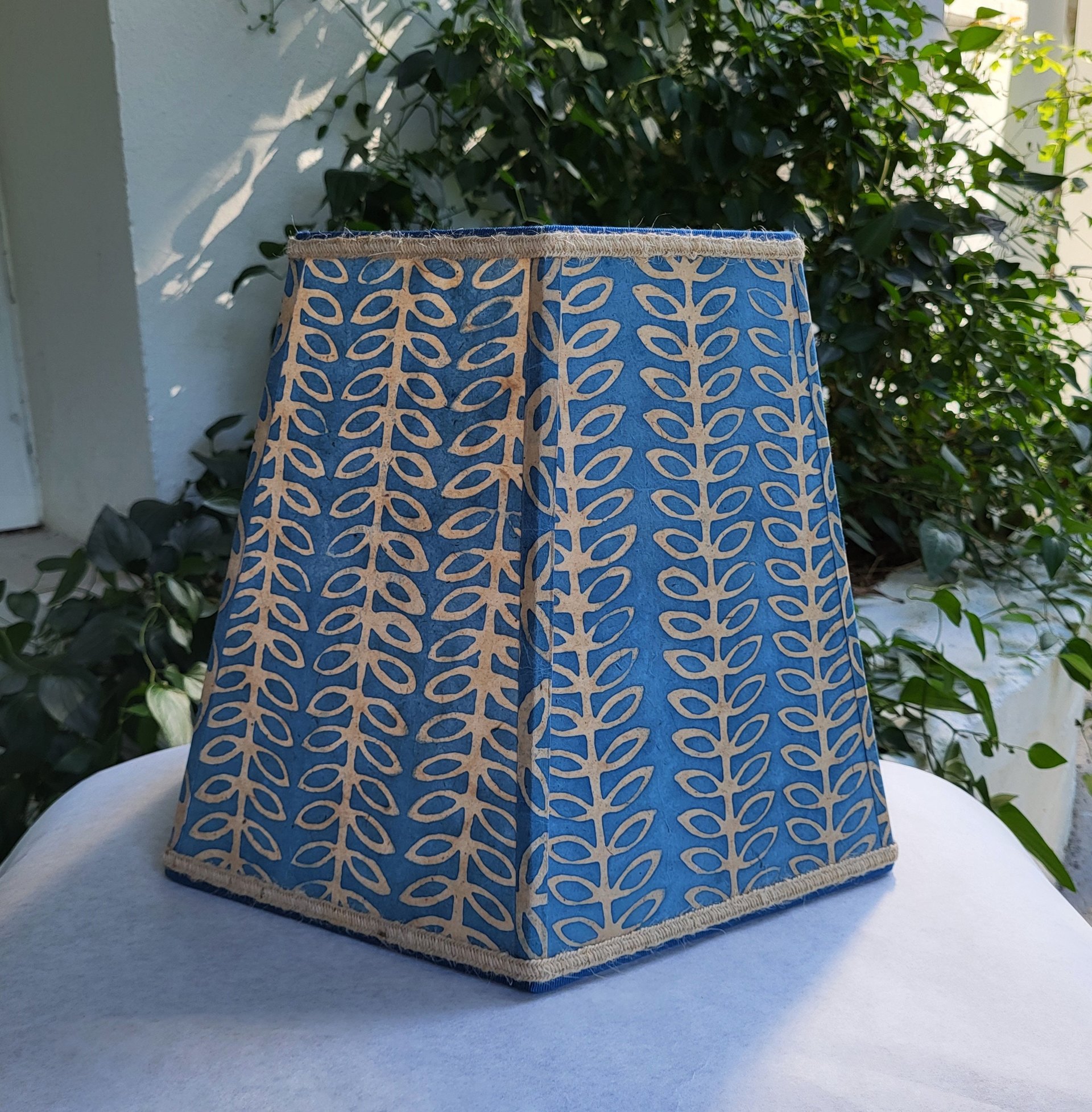 Batik Paper Lampshade Blue Beige