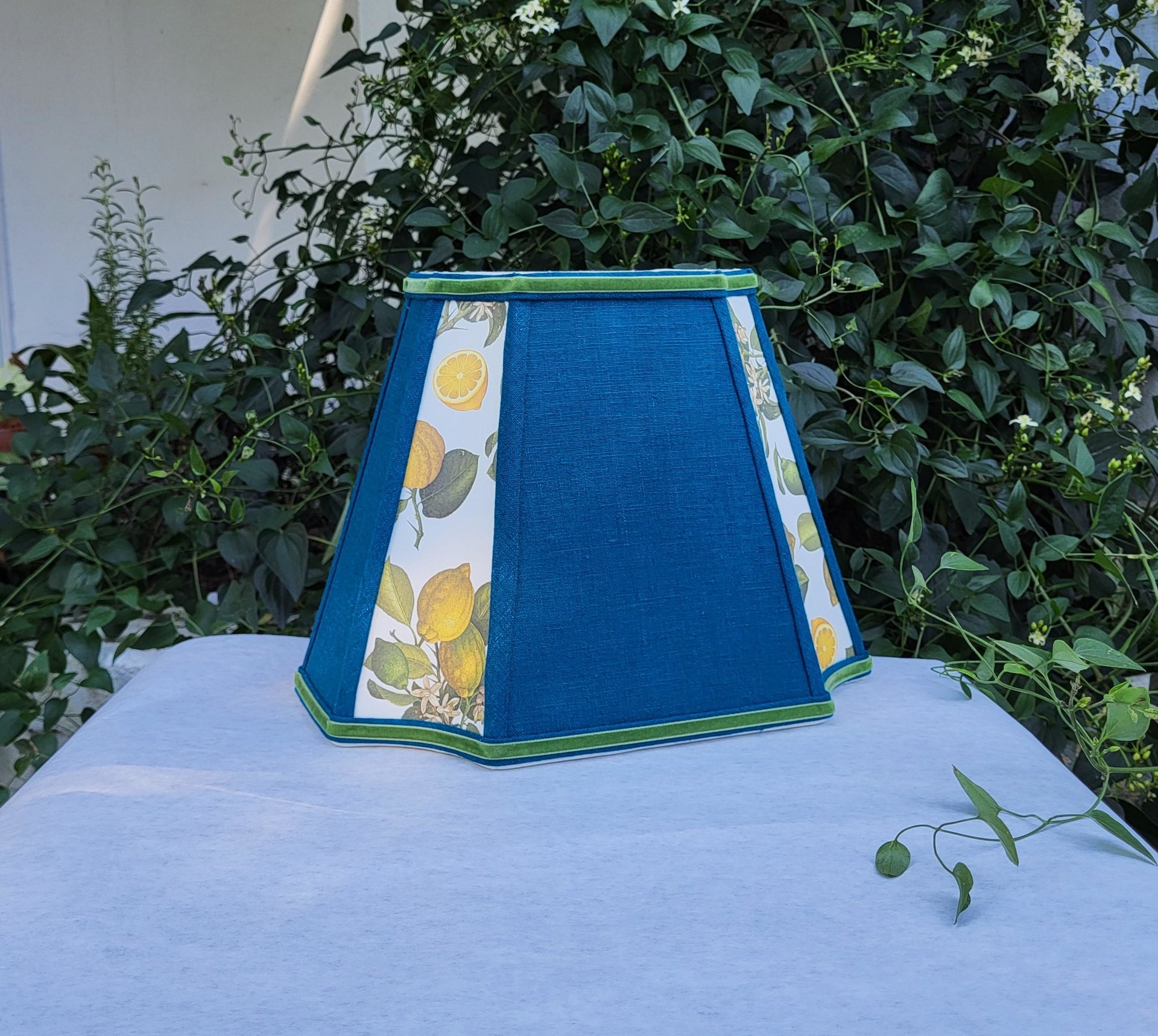 Lemons Moroccan Blue Lampshade, Medium Rectangle