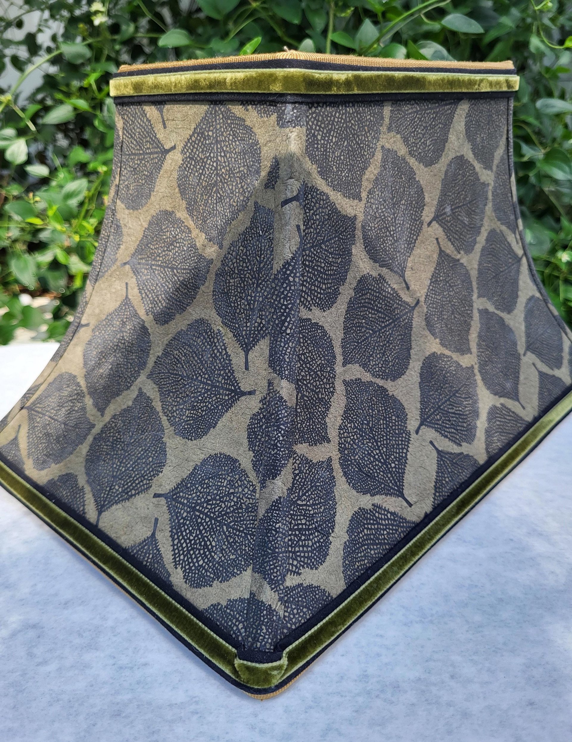 Black Rectangle Bell Lampshade Leaves