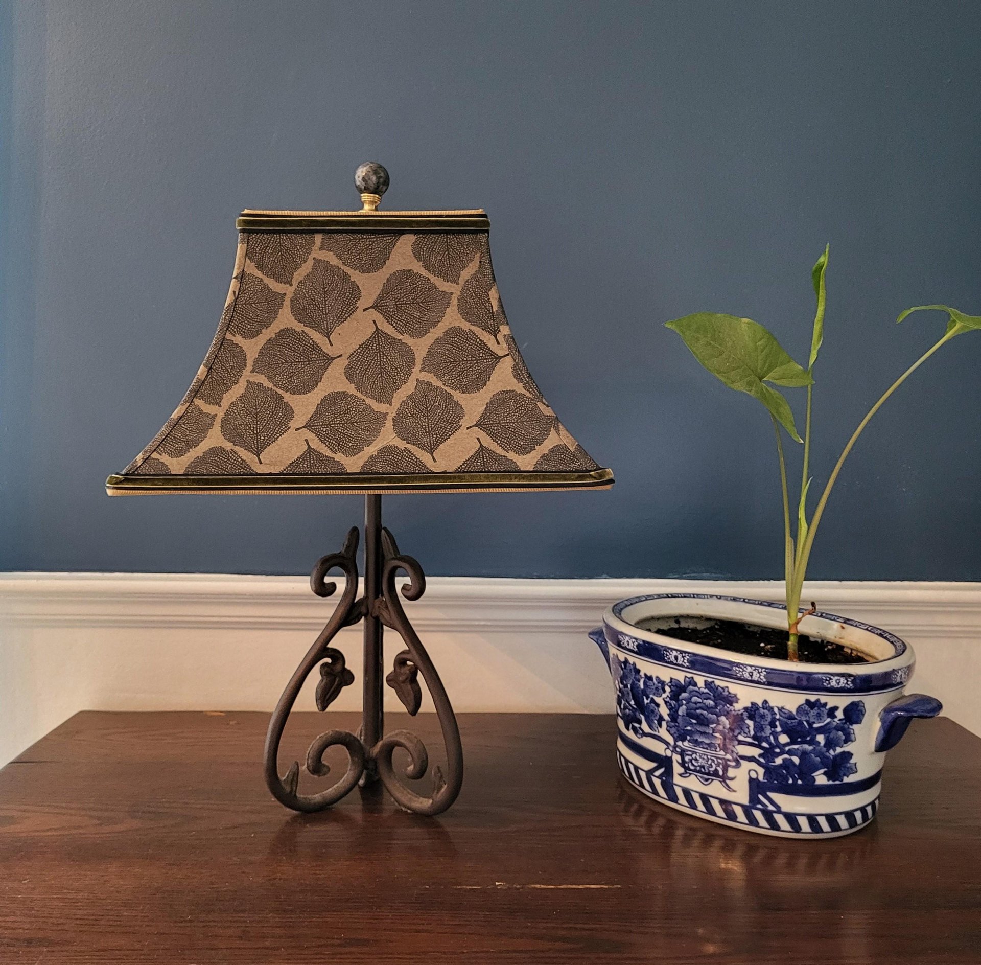 Black Rectangle Bell Lampshade Leaves