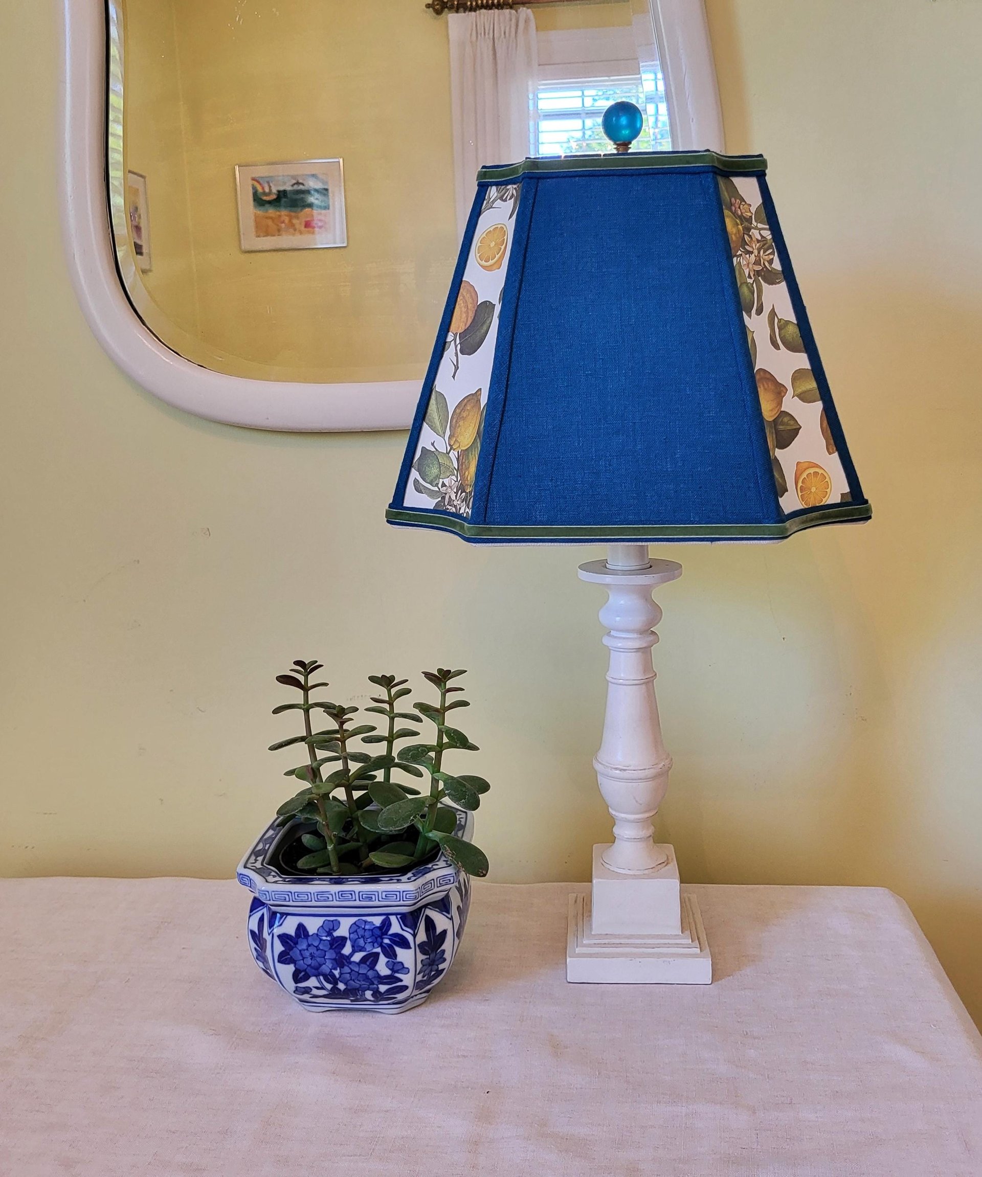 Lemons Moroccan Blue Lampshade, Medium Rectangle