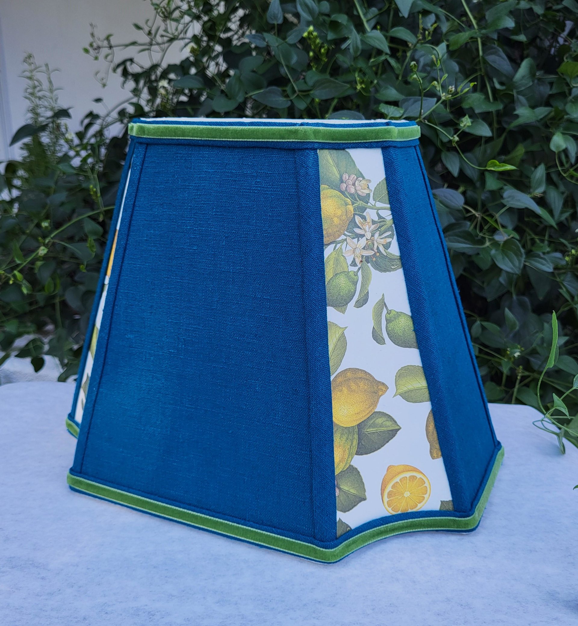 Lemons Moroccan Blue Lampshade, Medium Rectangle