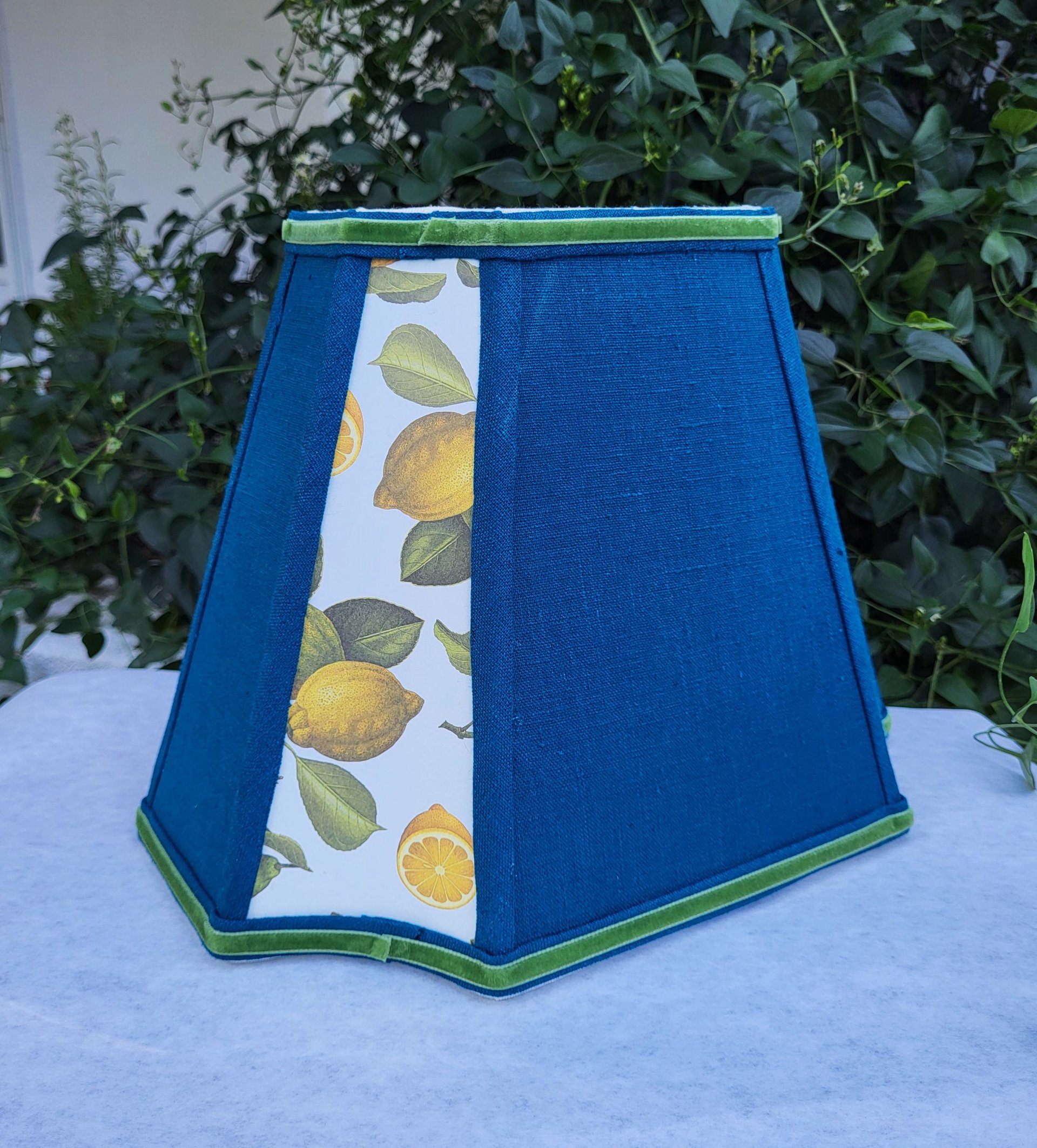 Lemons Moroccan Blue Lampshade, Medium Rectangle