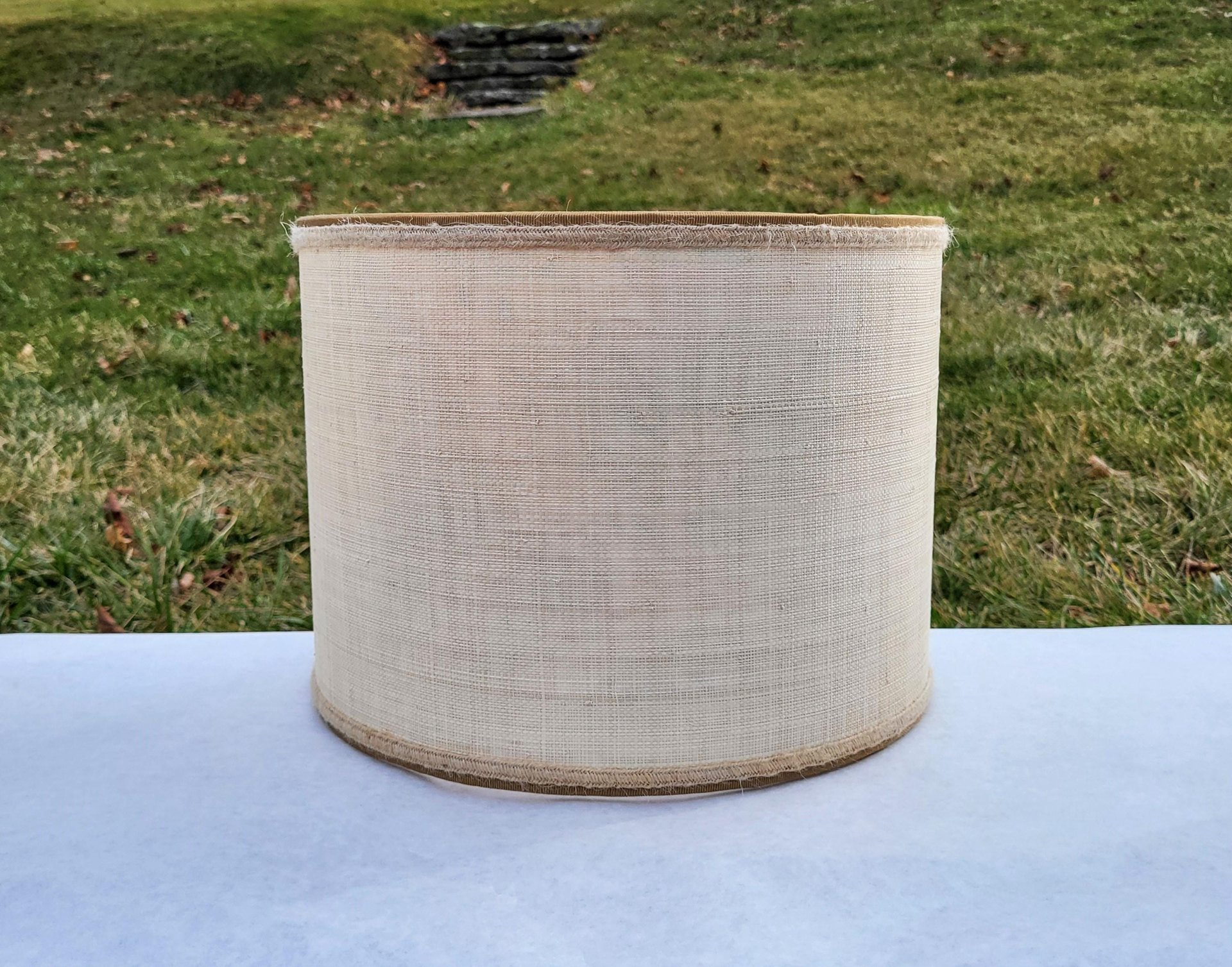 Raffia Cloth Lampshade, Paisley Fabric Lined