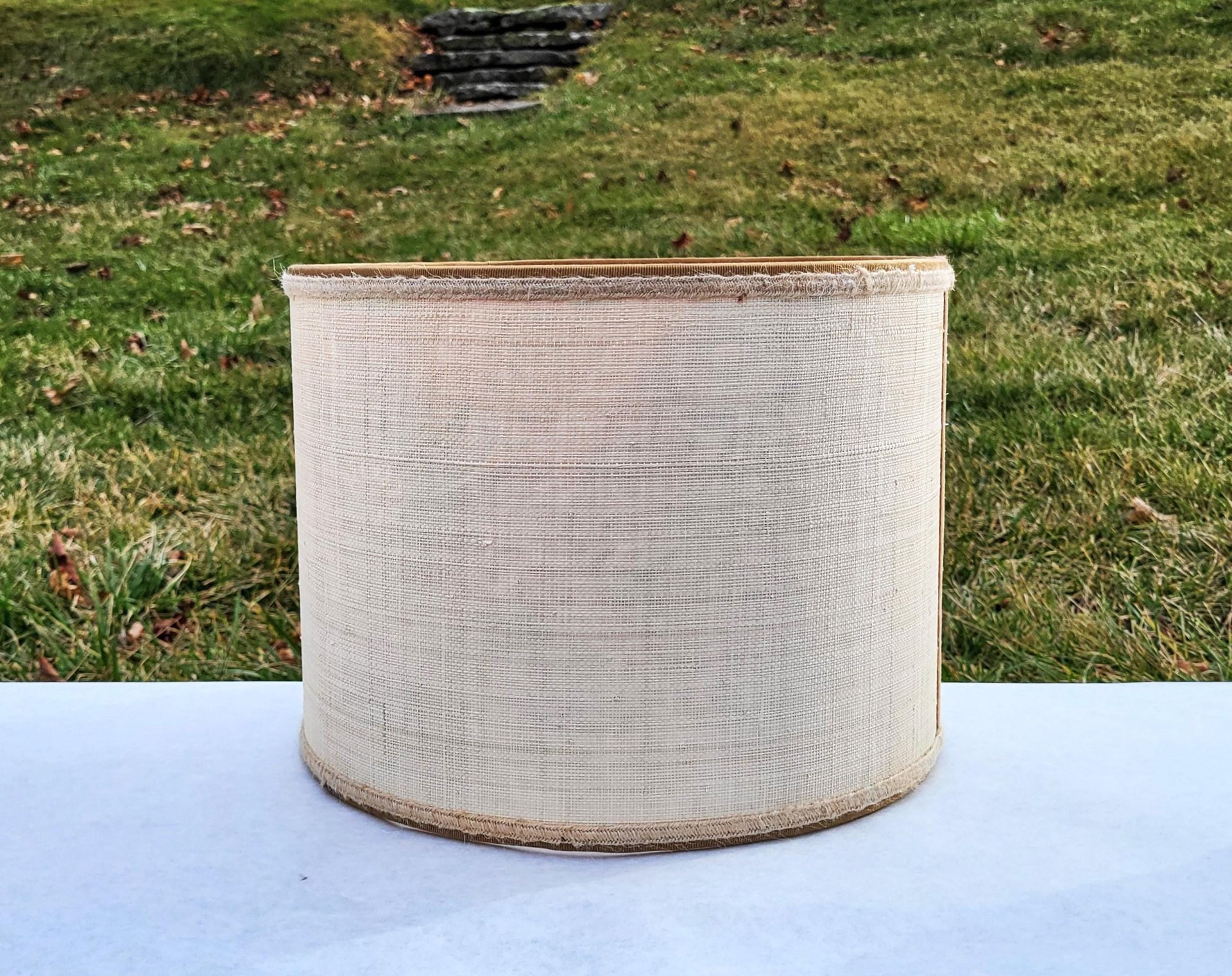 Raffia Cloth Lampshade, Paisley Fabric Lined