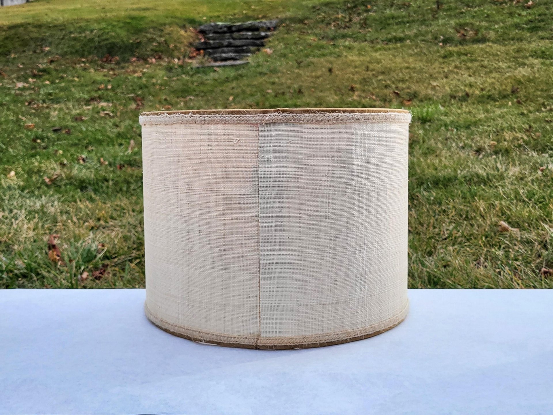 Raffia Cloth Lampshade, Paisley Fabric Lined