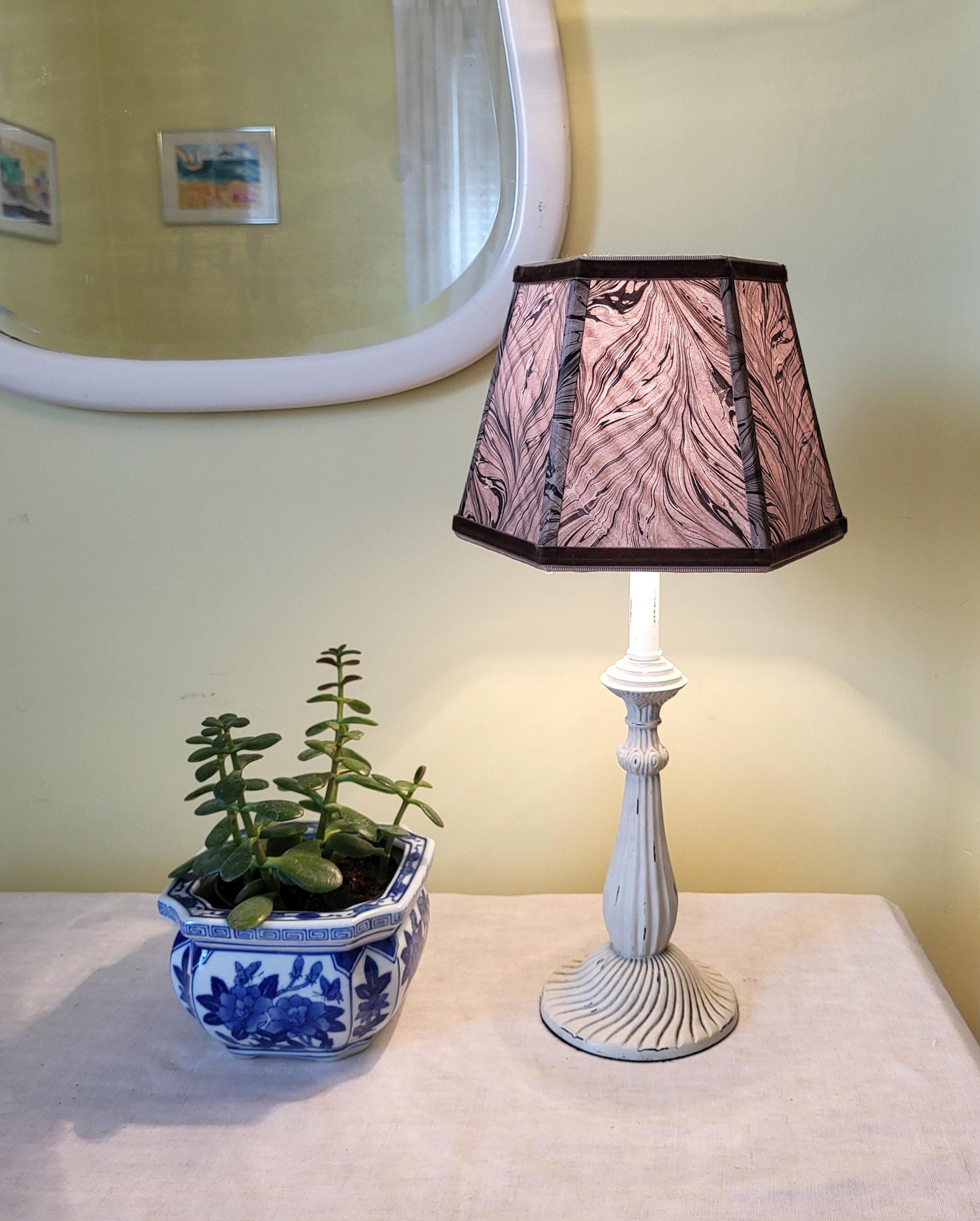 Marbled Paper Lampshade Brown