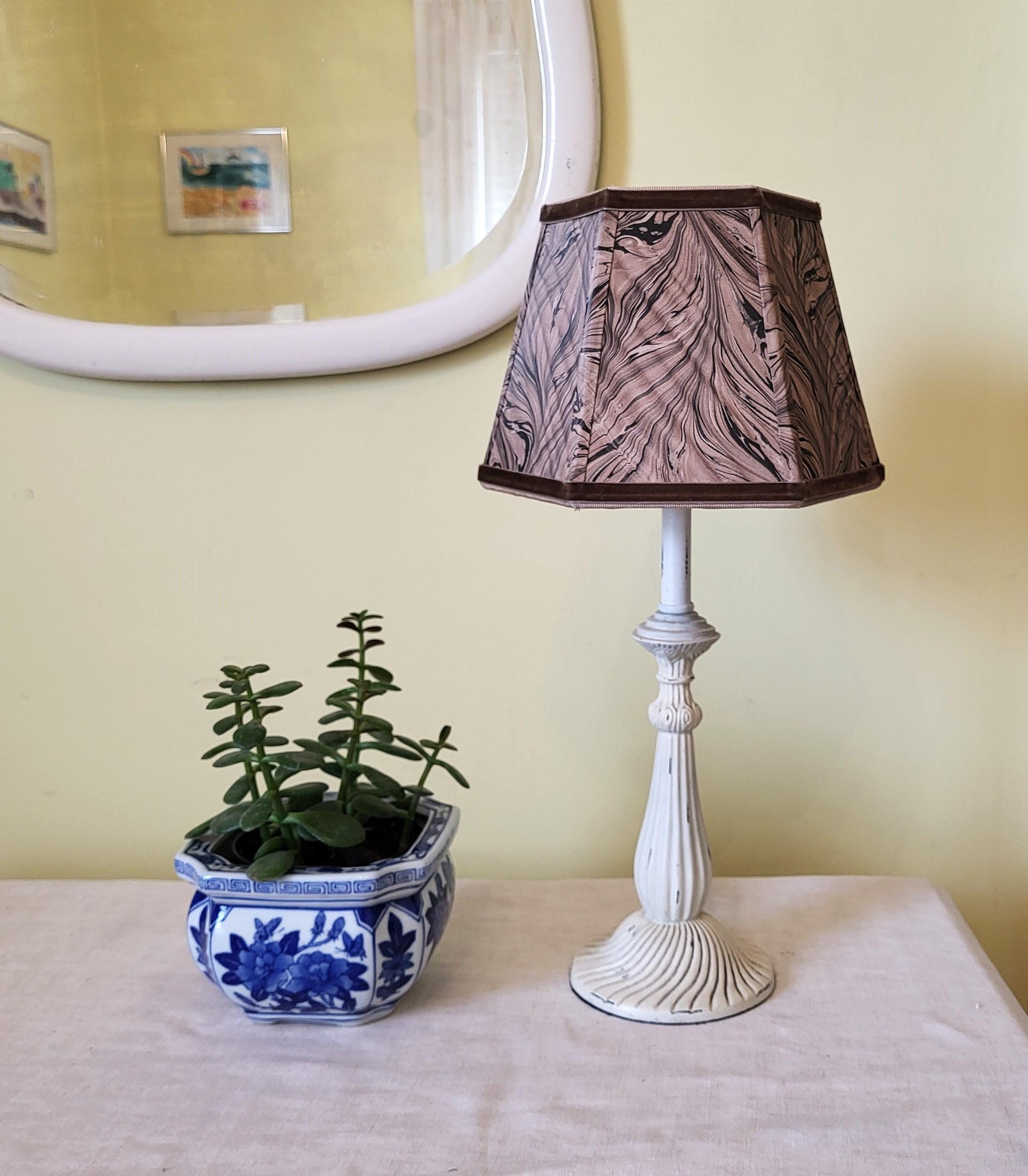 Marbled Paper Lampshade Brown