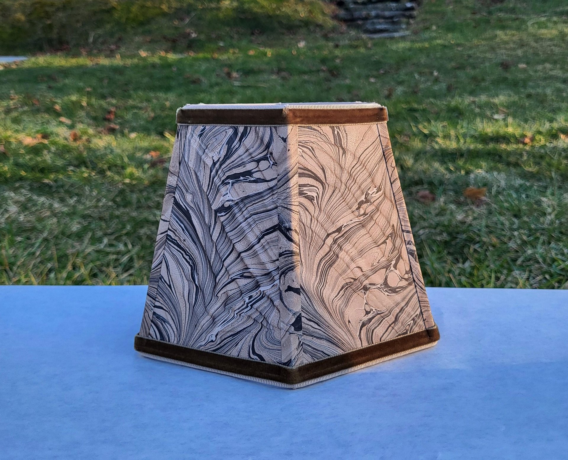 Marbled Paper Lampshade Brown