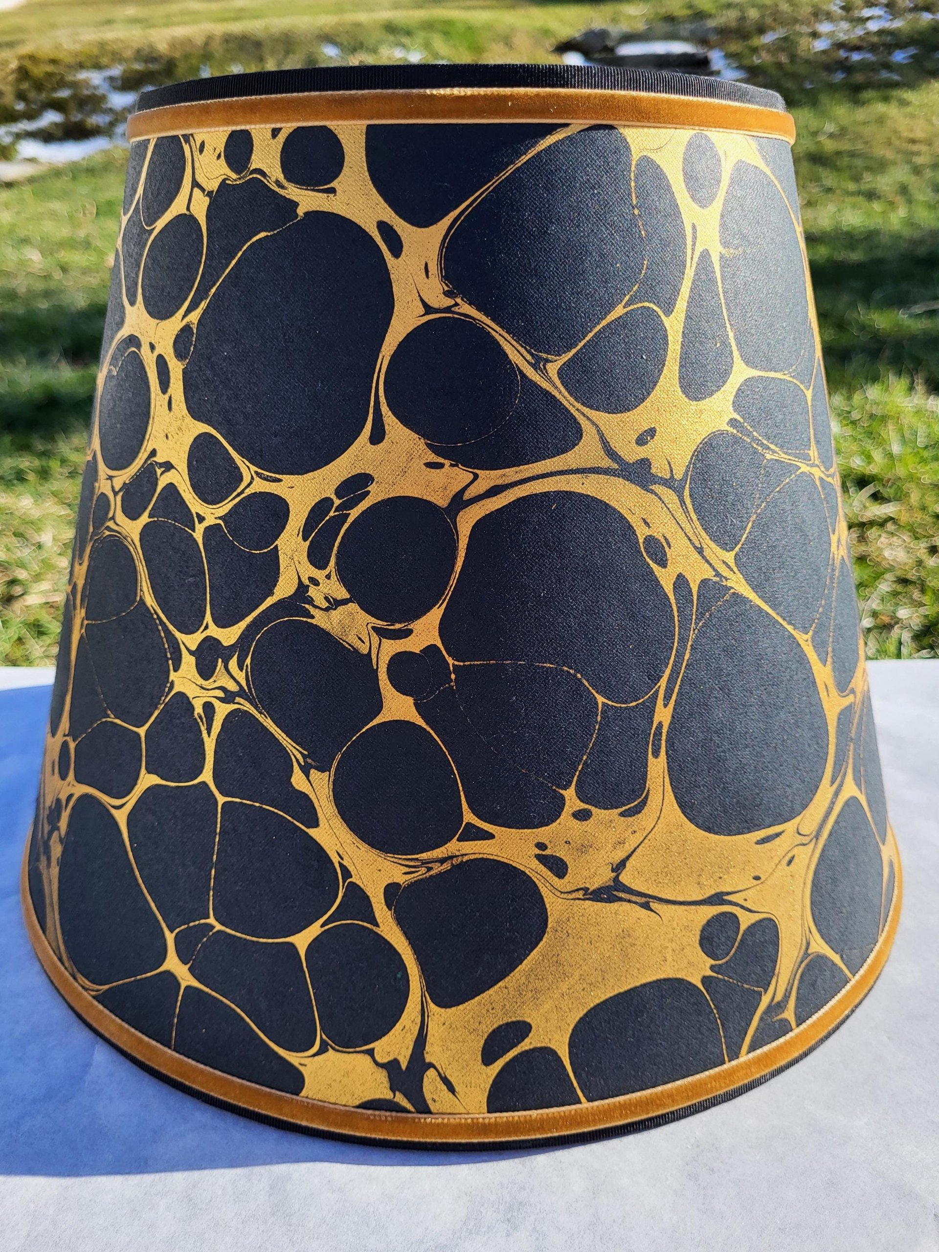 Black Gold Marbled Paper Lampshade