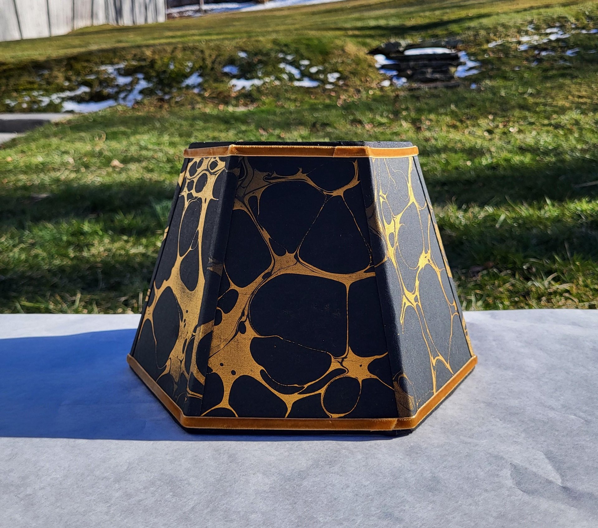 Black Gold Marbled Paper Lampshade