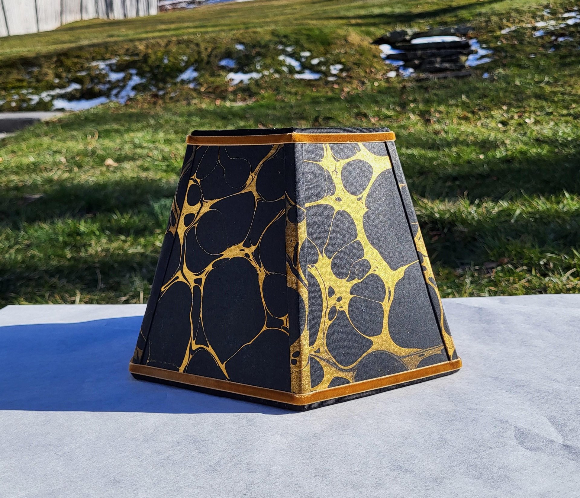 Black Gold Marbled Paper Lampshade