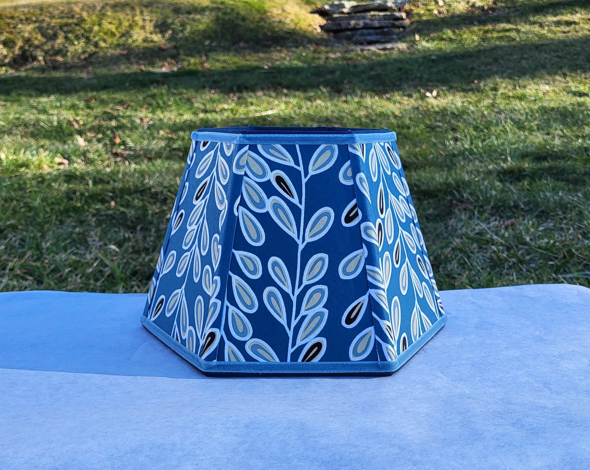 Paper Lampshade Teal Blue Black White