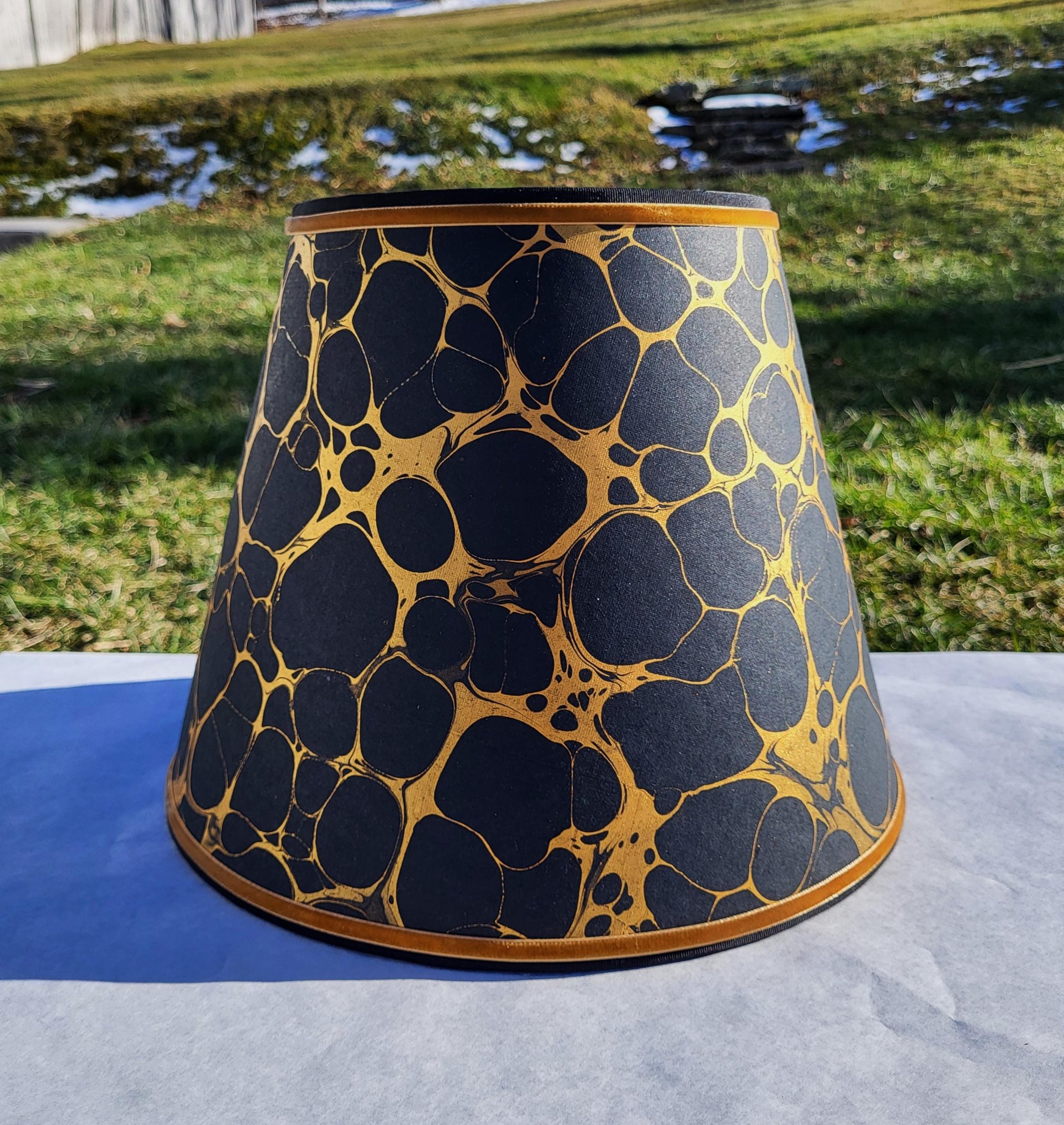 Black Gold Marbled Paper Lampshade