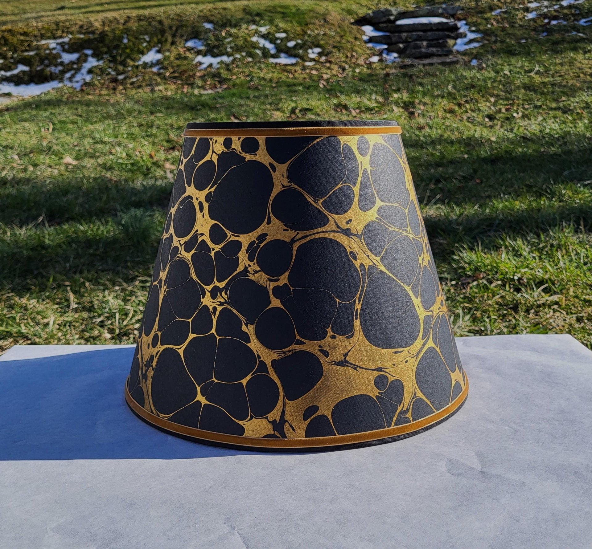 Black Gold Marbled Paper Lampshade