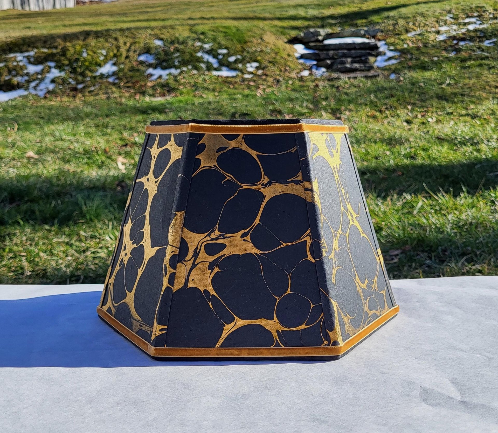 Black Gold Marbled Paper Lampshade
