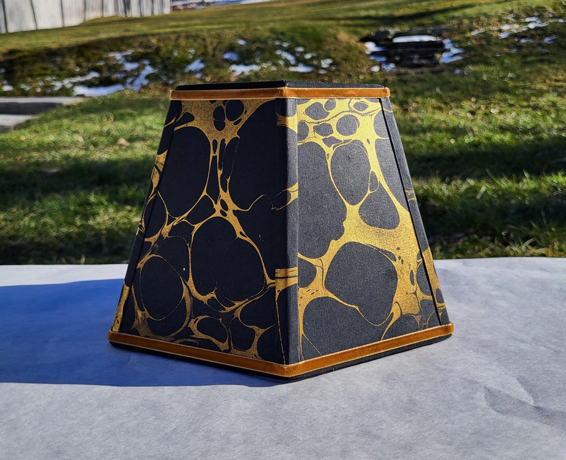 Black Gold Marbled Paper Lampshade