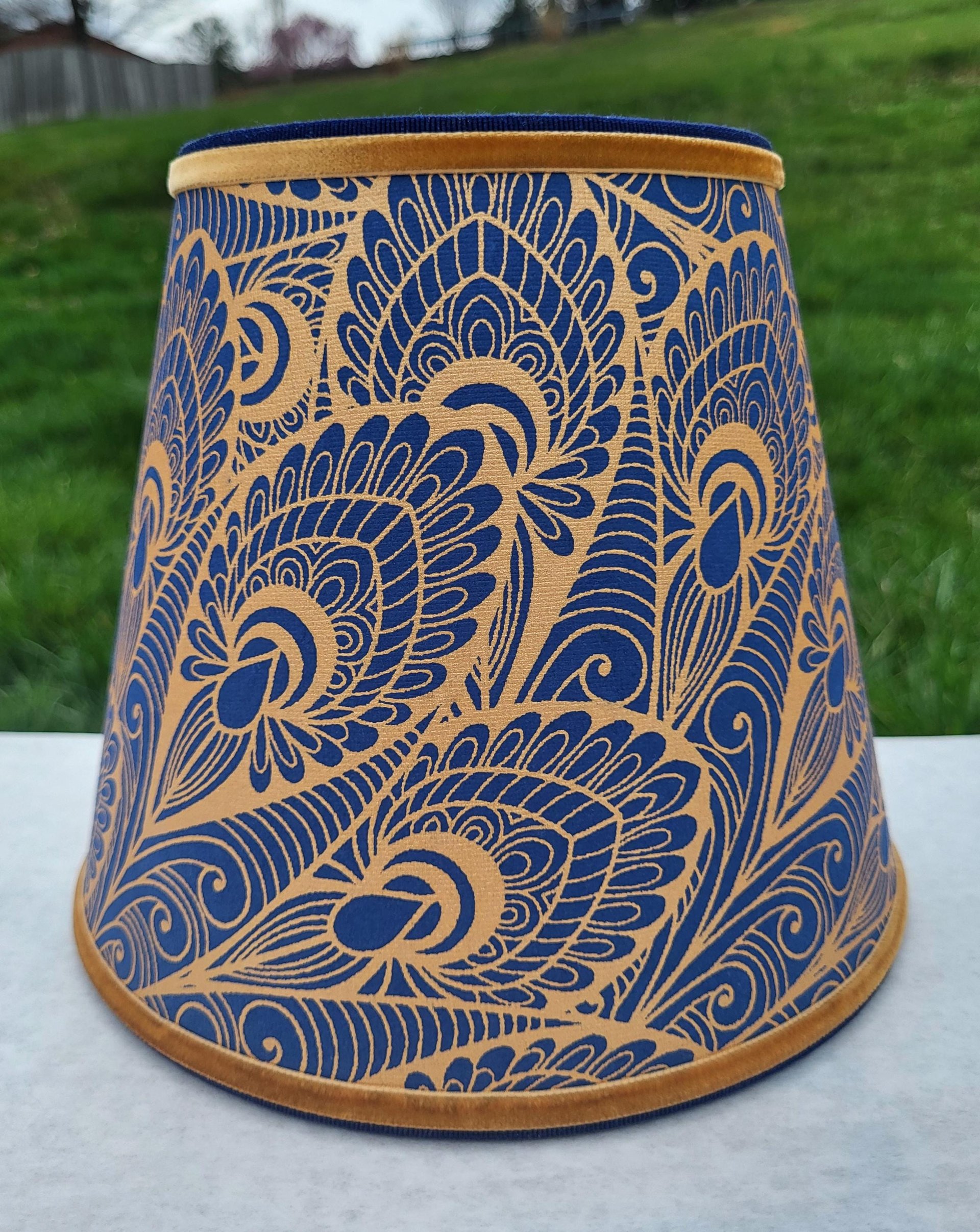 Blue Gold Paper Lampshade Clip On Table Lamp