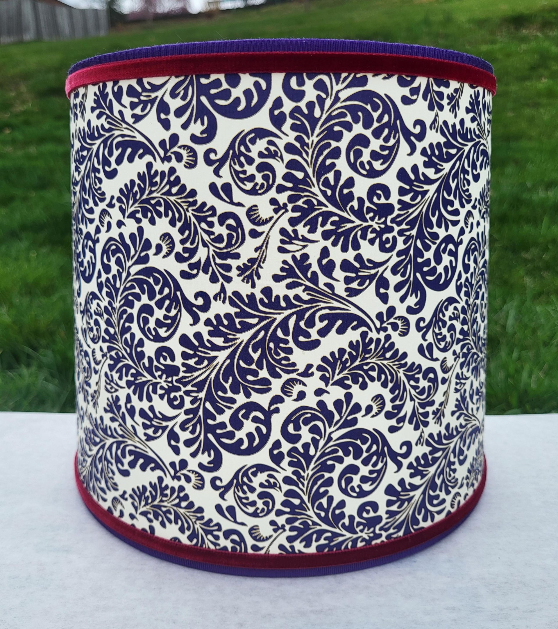 Purple Gold Lampshade, Red Trim Clip On Lamp Shade Italian Florentine Paper