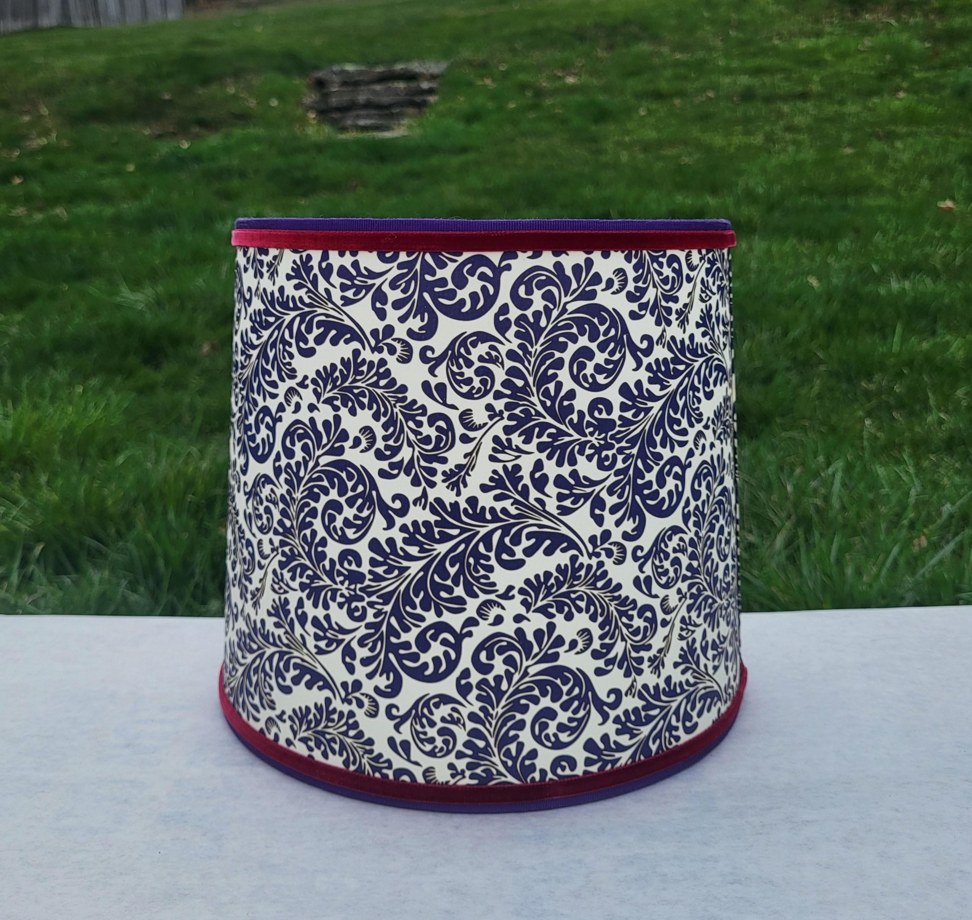 Purple Gold Lampshade, Red Trim Clip On Lamp Shade Italian Florentine Paper