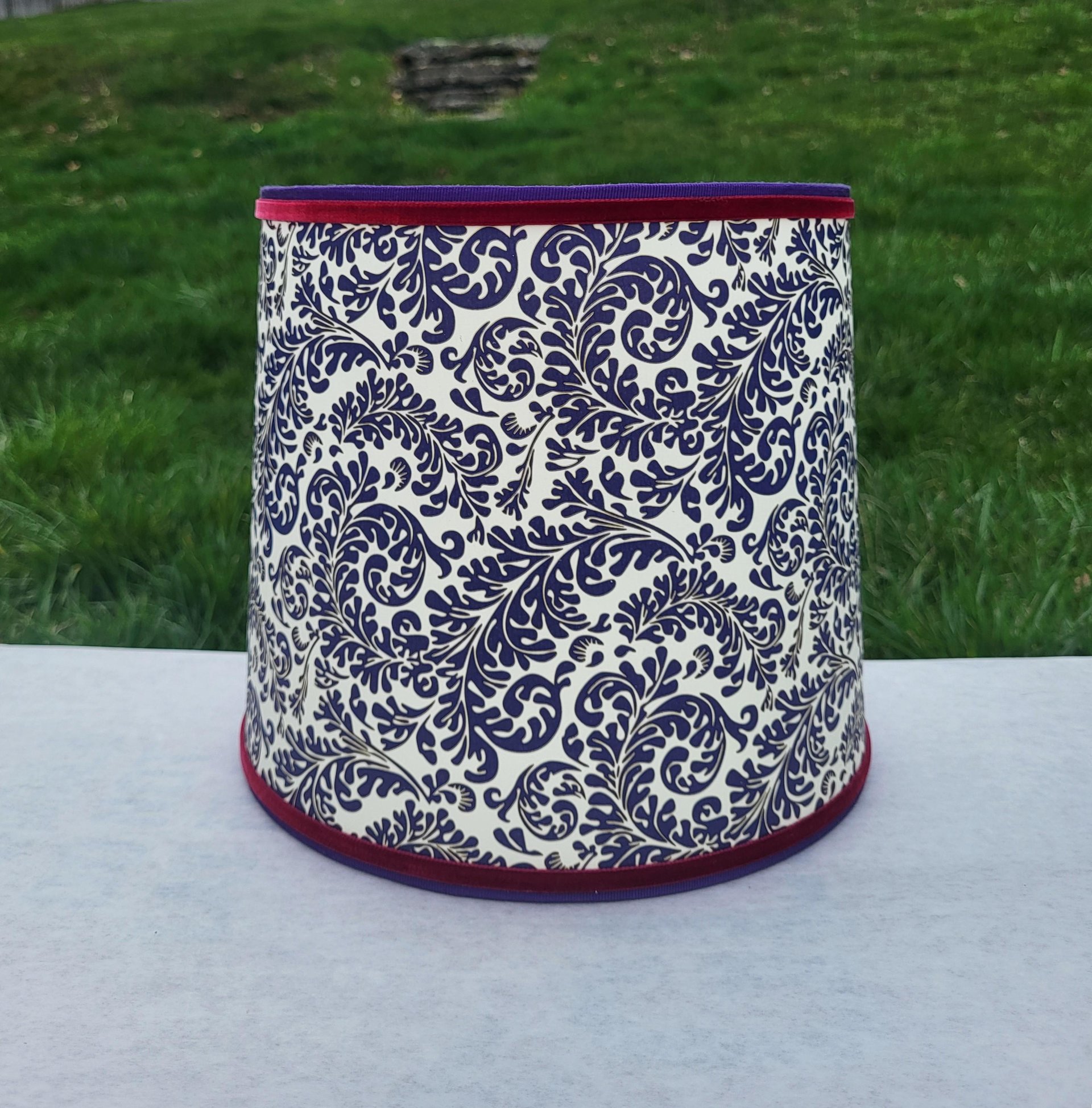 Purple Gold Lampshade, Red Trim Clip On Lamp Shade Italian Florentine Paper