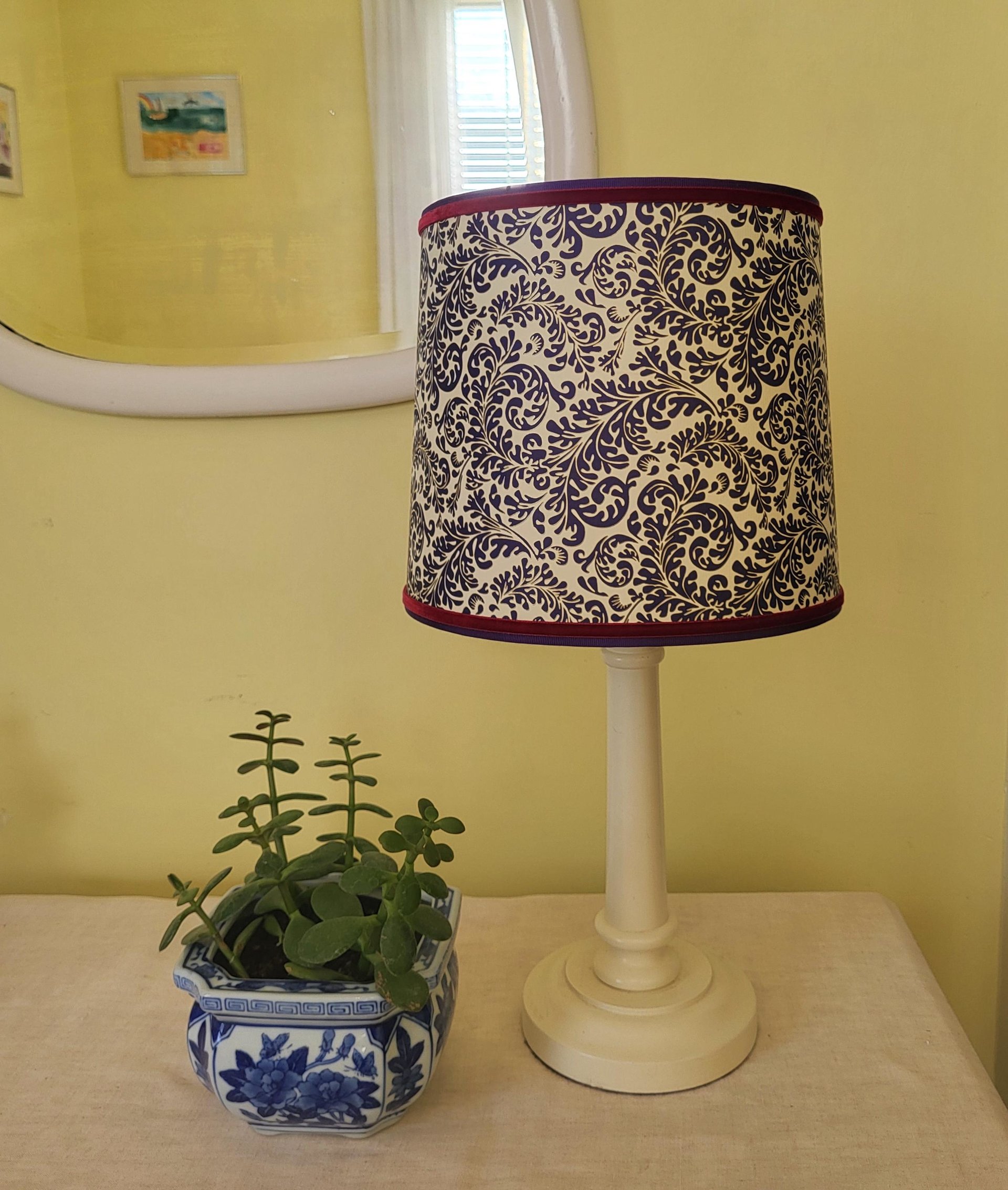 Purple Gold Lampshade, Red Trim Clip On Lamp Shade Italian Florentine Paper