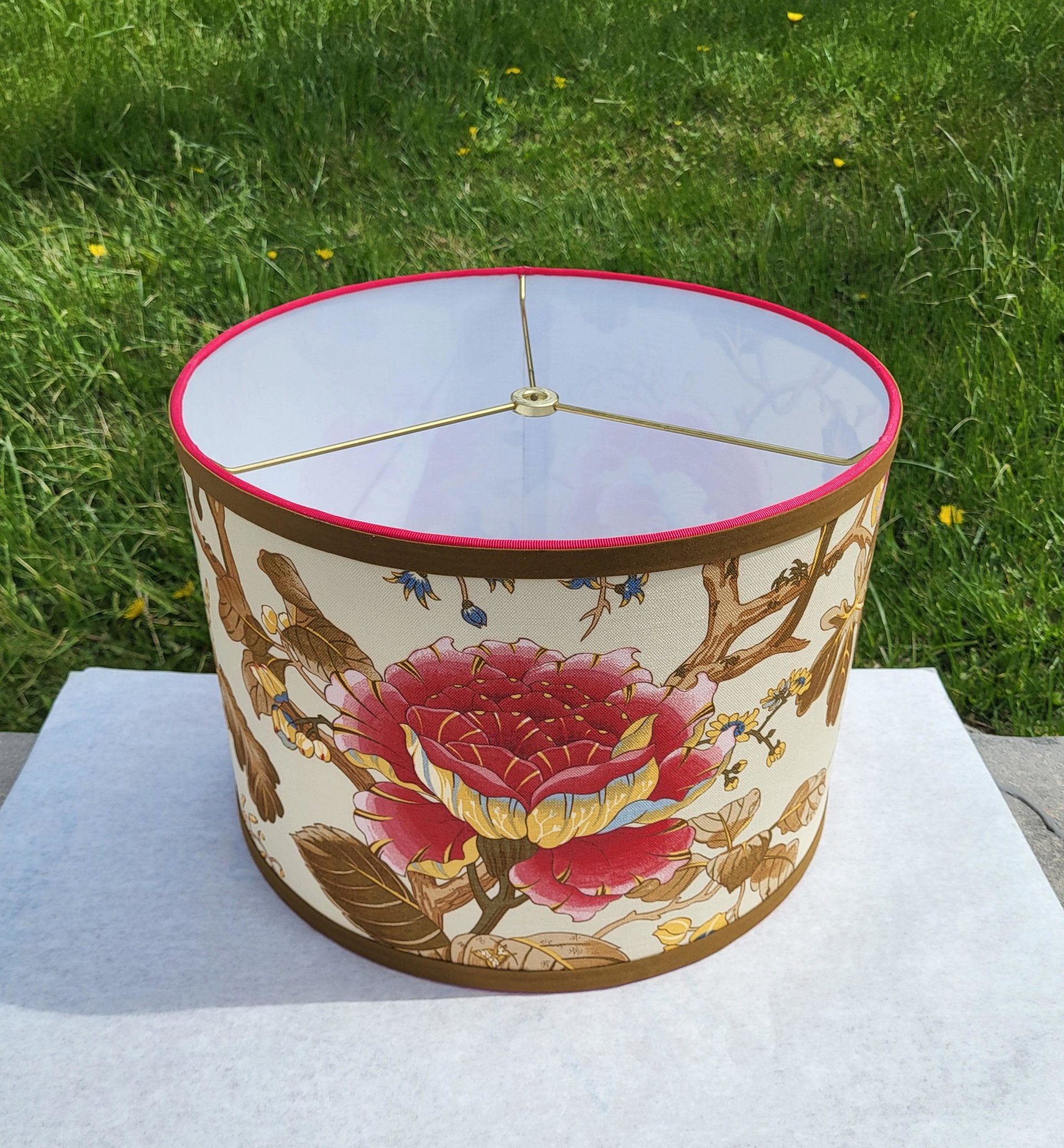 Floral Lampshade Linen Drum Lamp Shade