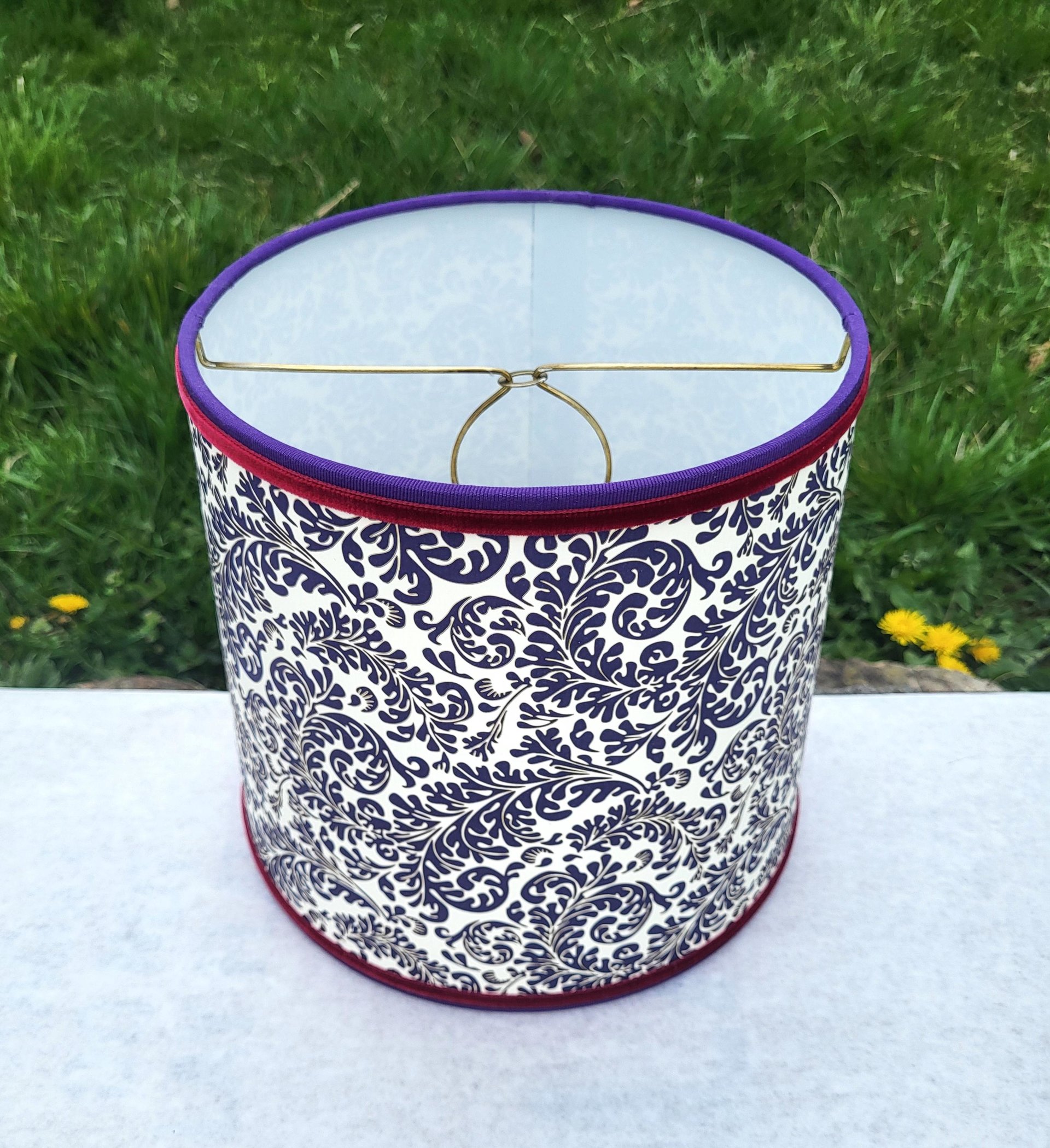 Purple Gold Lampshade, Red Trim Clip On Lamp Shade Italian Florentine Paper