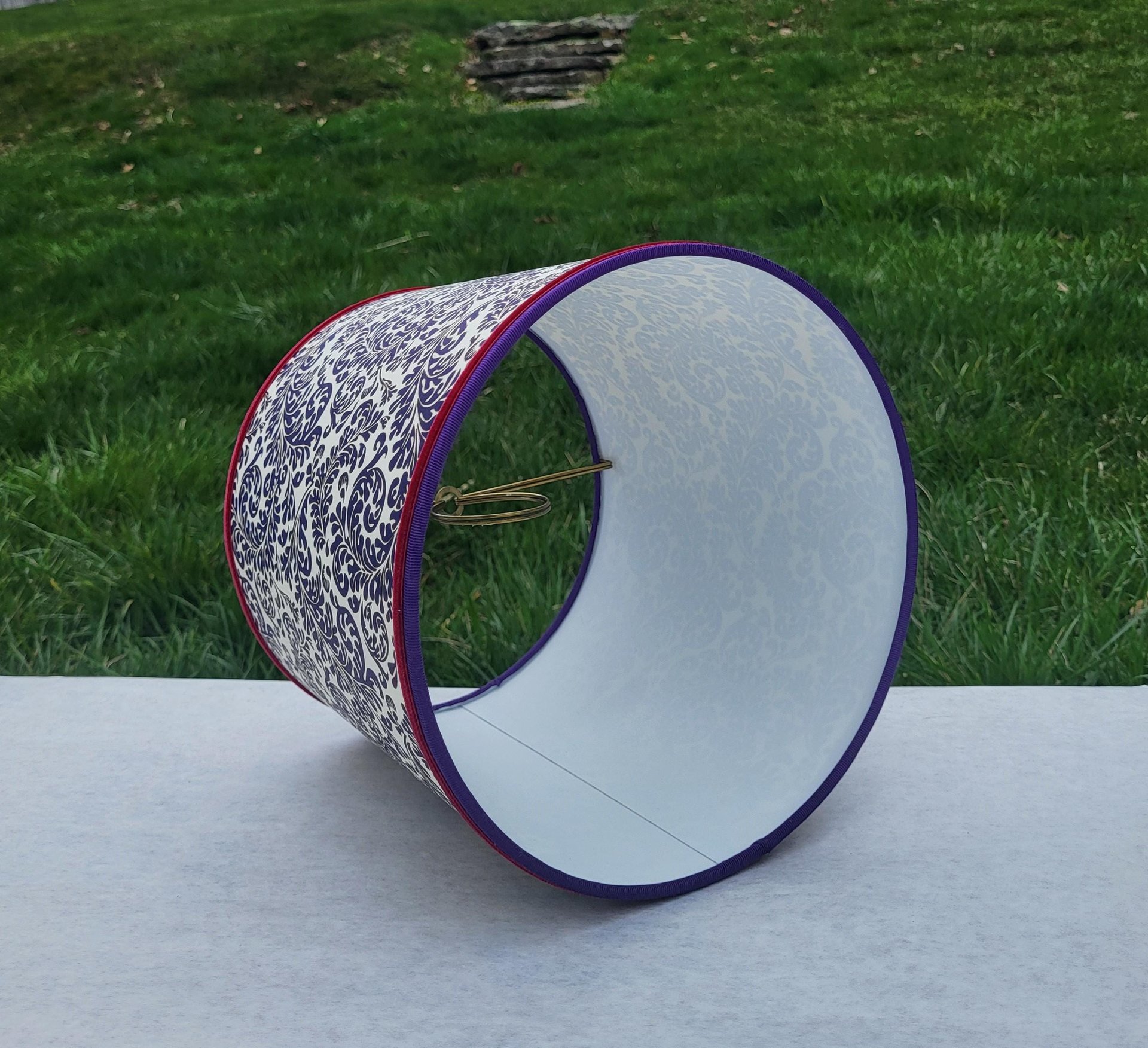 Purple Gold Lampshade, Red Trim Clip On Lamp Shade Italian Florentine Paper