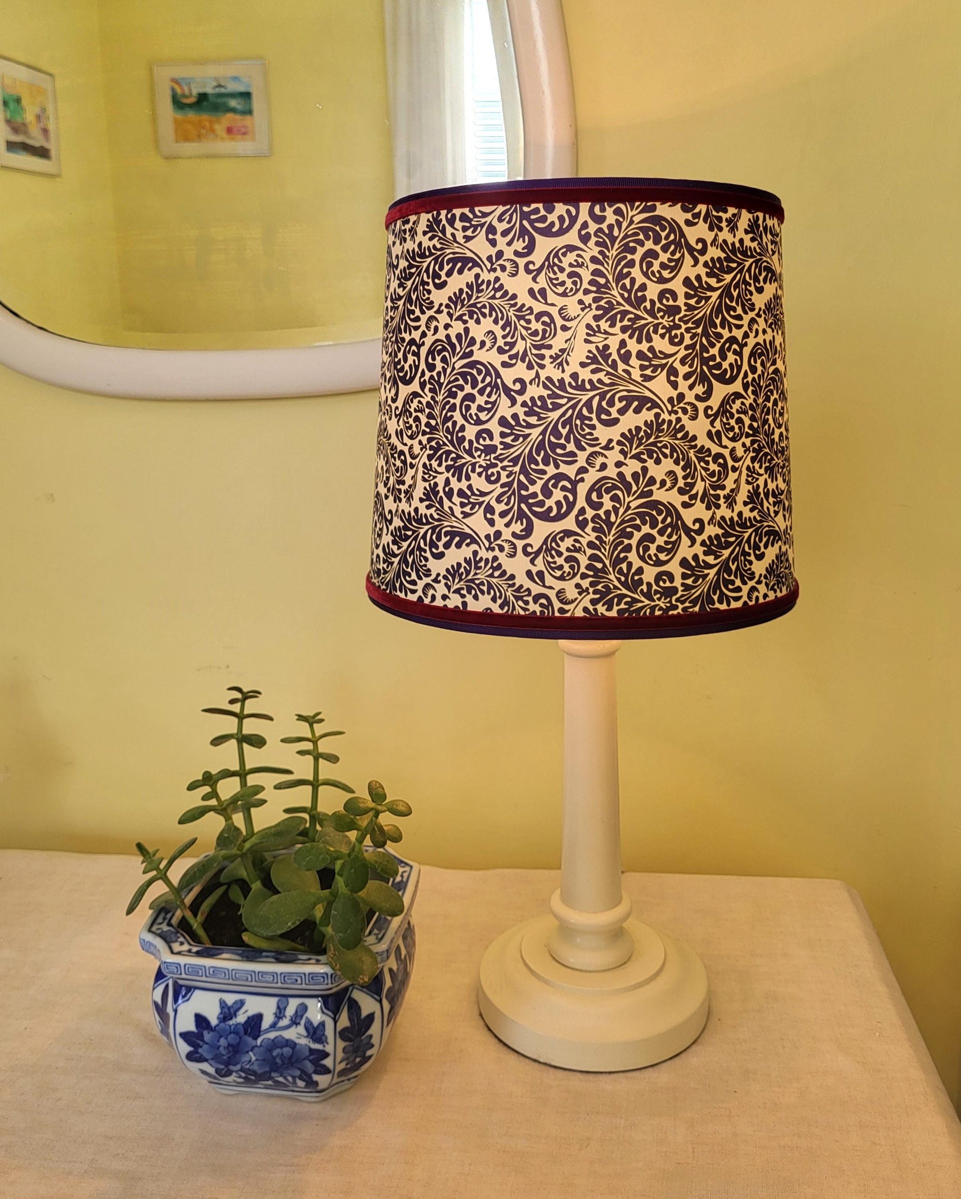 Purple Gold Lampshade, Red Trim Clip On Lamp Shade Italian Florentine Paper