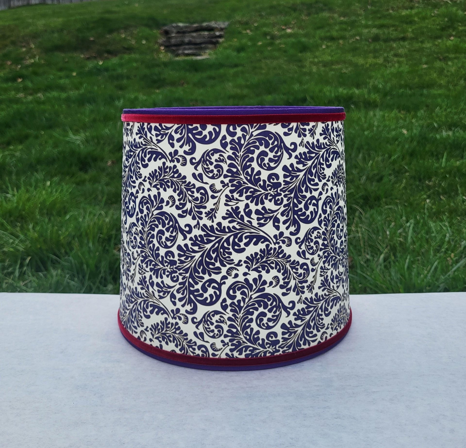 Purple Gold Lampshade, Red Trim Clip On Lamp Shade Italian Florentine Paper