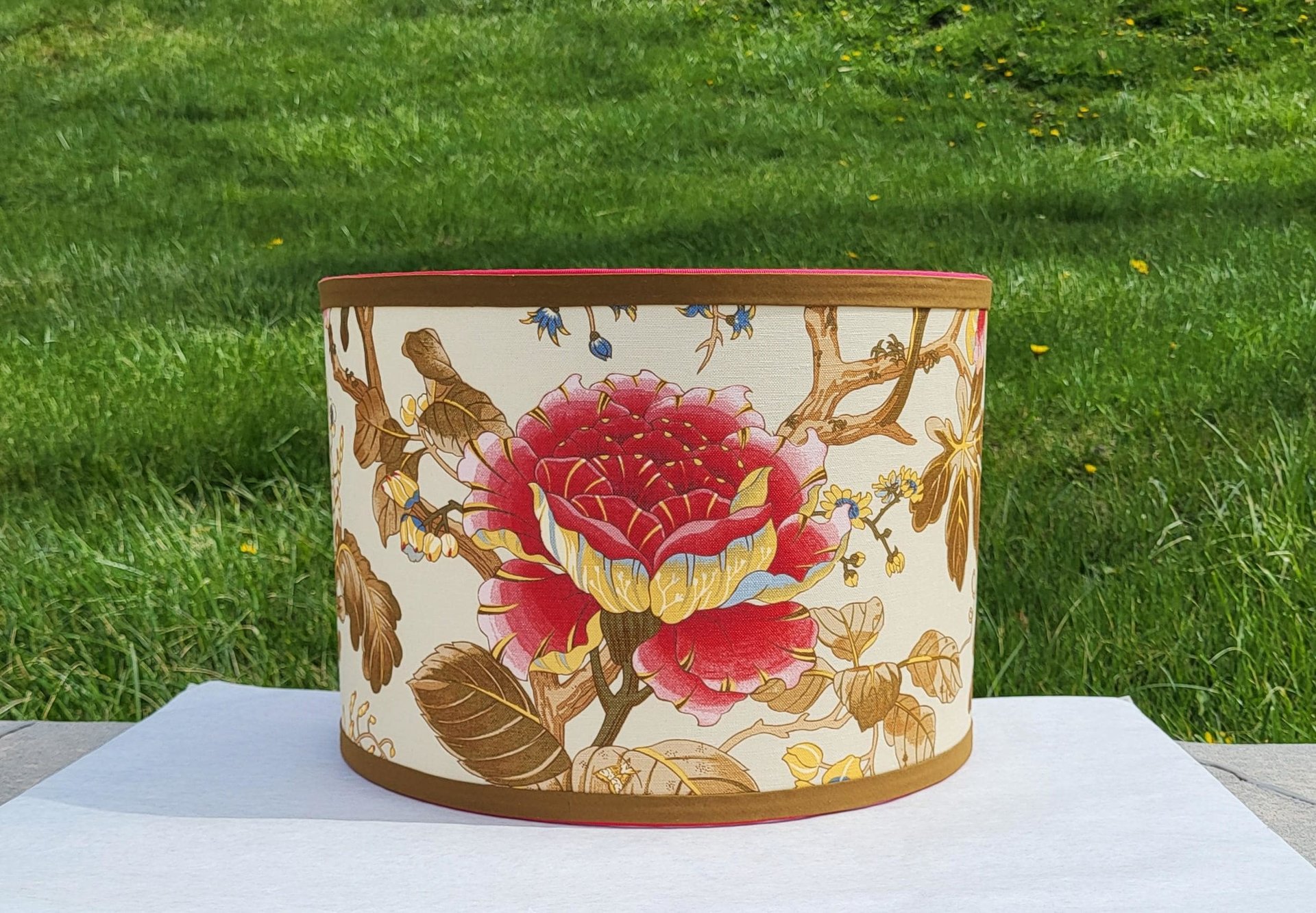 Floral Lampshade Linen Drum Lamp Shade