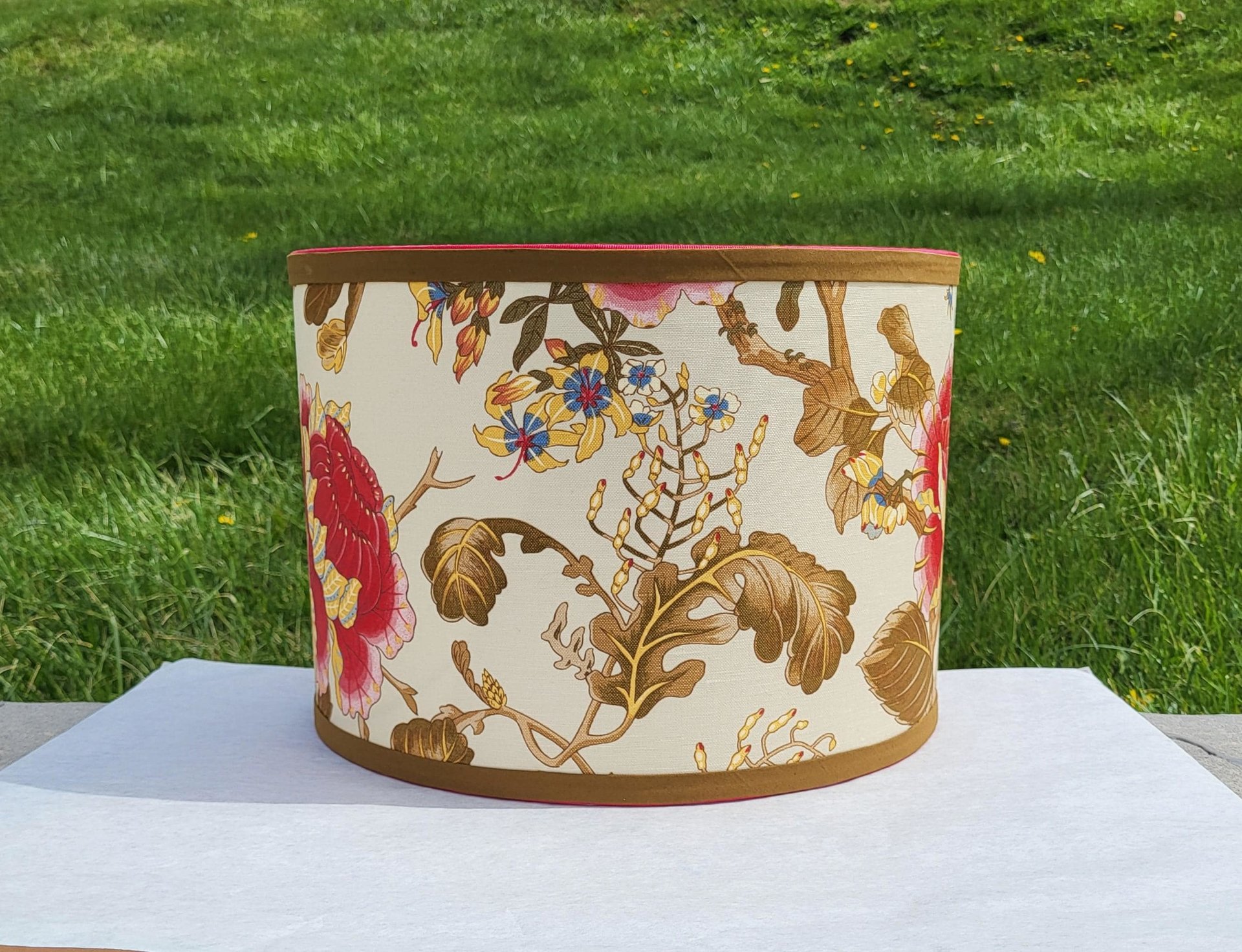 Floral Lampshade Linen Drum Lamp Shade